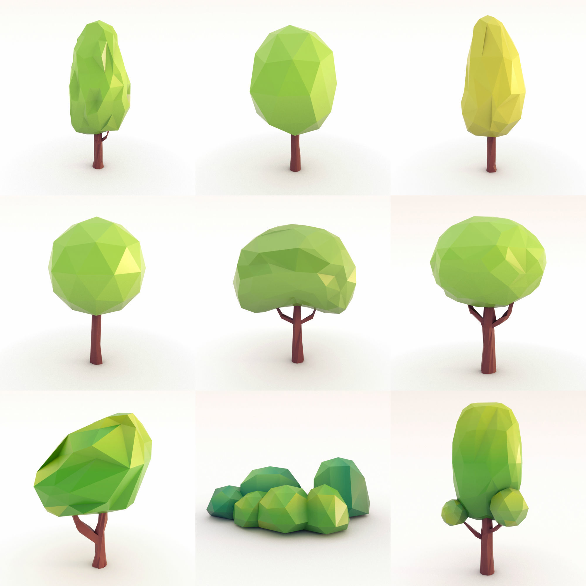 Low Poly Trees Set Low-poly 3D model_0