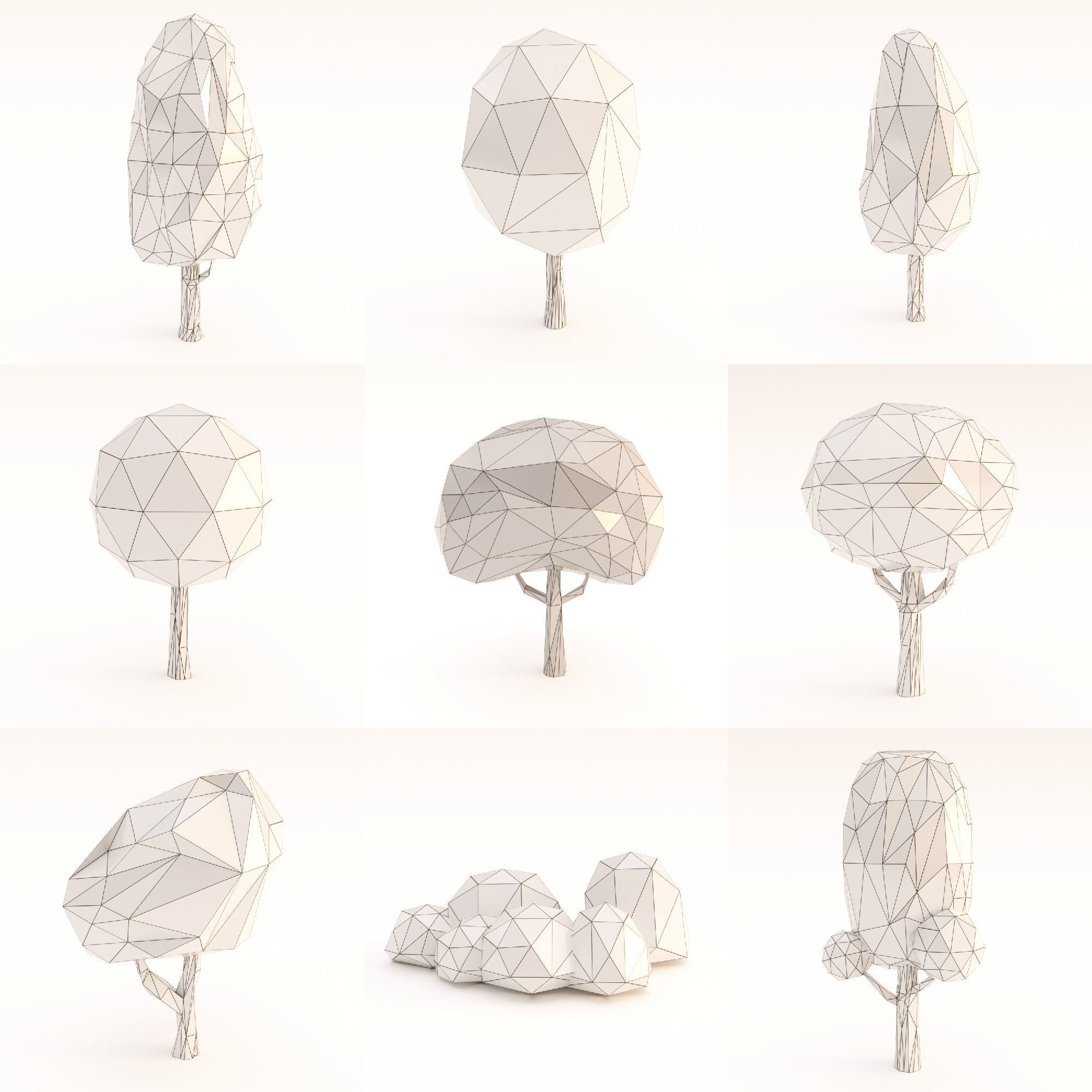Low Poly Trees Set Low-poly 3D model_1