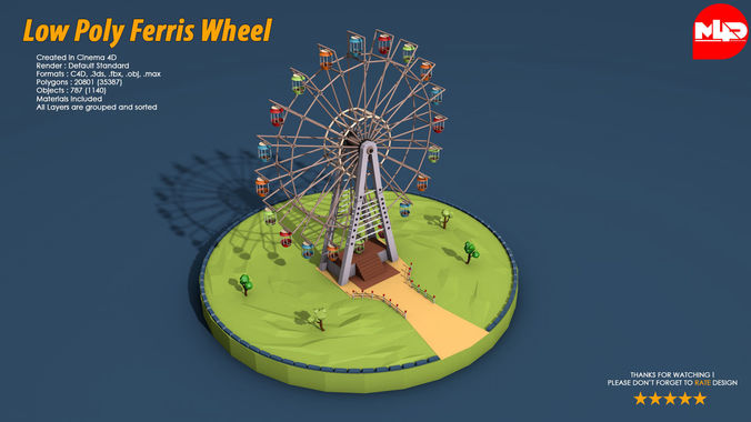 Ferris Wheel Low-poly 3D model