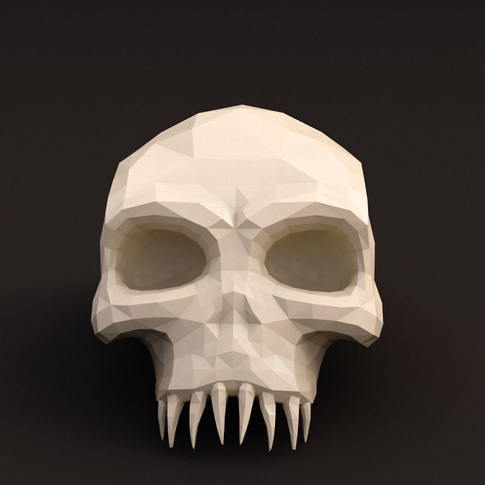 Low Poly Skull Low-poly 3D model_0
