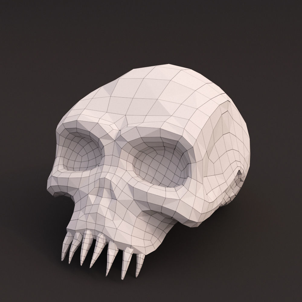 Low Poly Skull Low-poly 3D model_4