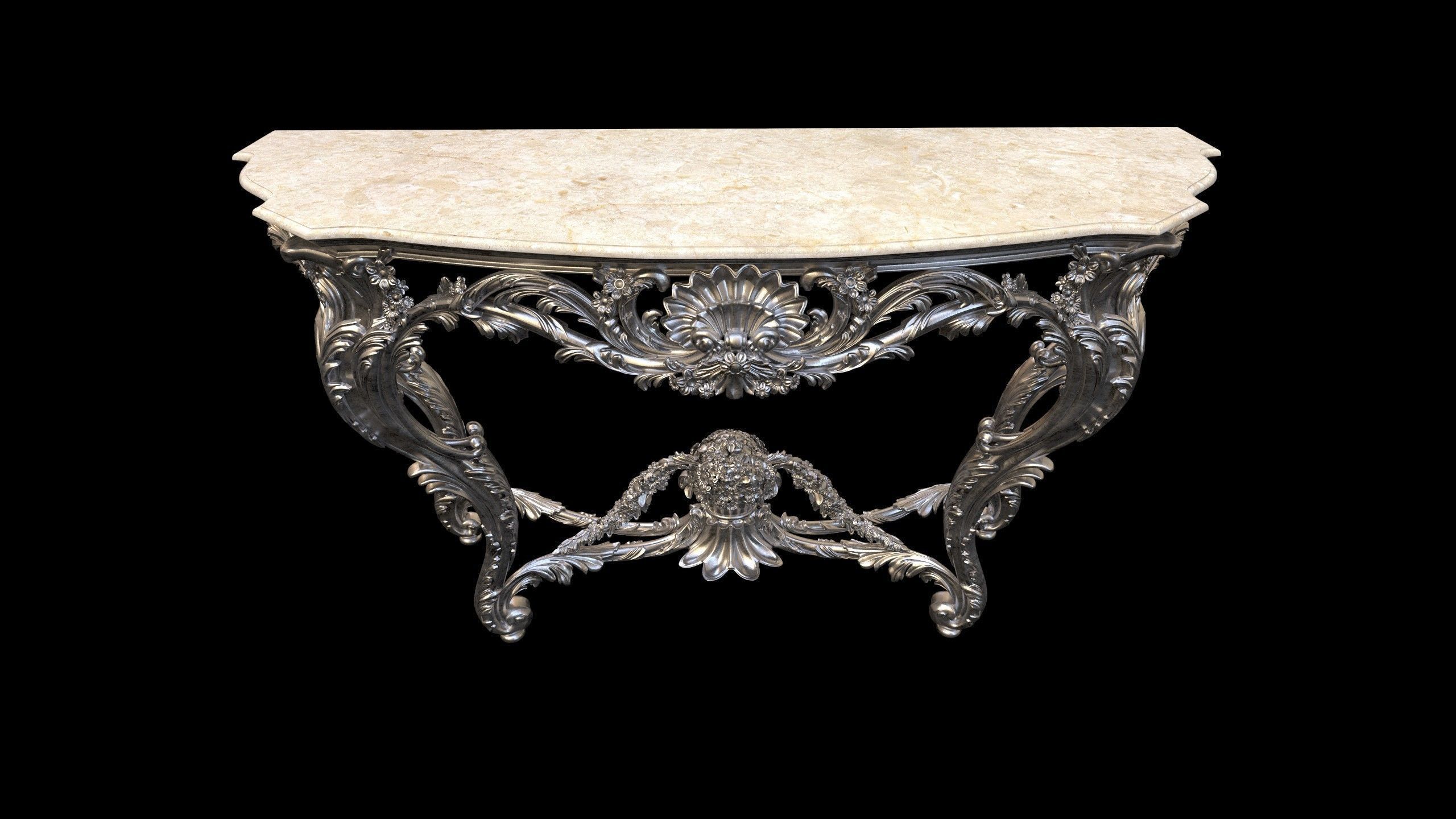 Vintage Gothic Marble Table - PBR - Textured 3D model_11