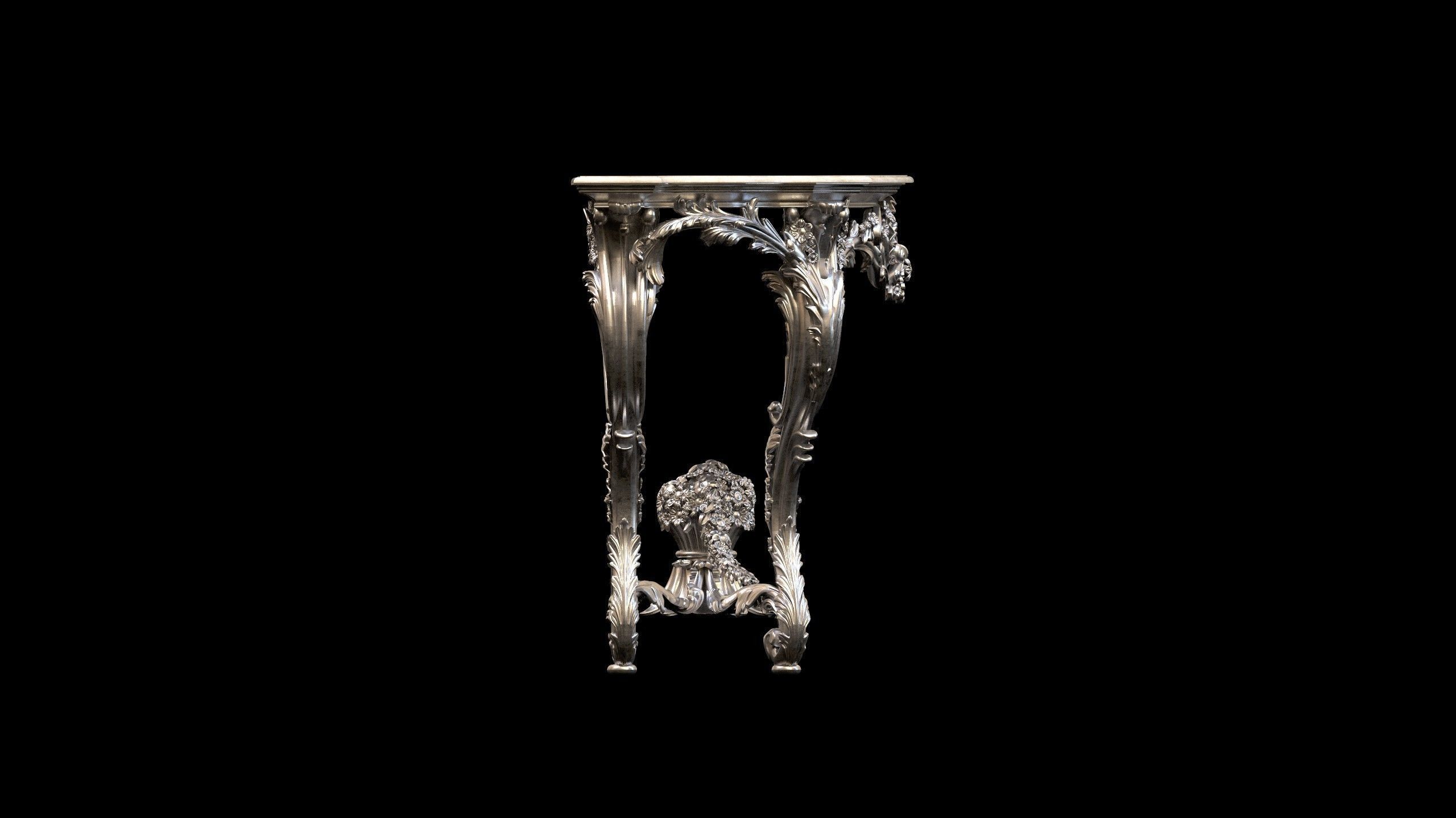 Vintage Gothic Marble Table - PBR - Textured 3D model_5