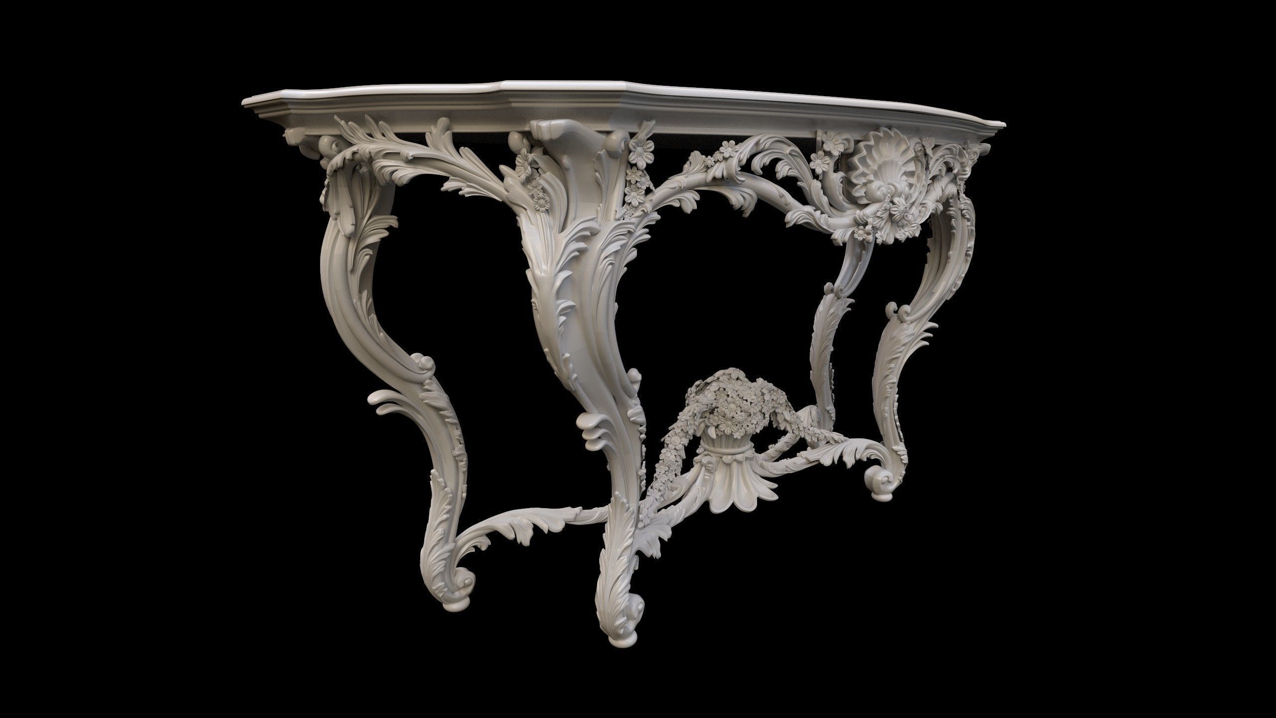 Vintage Gothic Marble Table - PBR - Textured 3D model_18