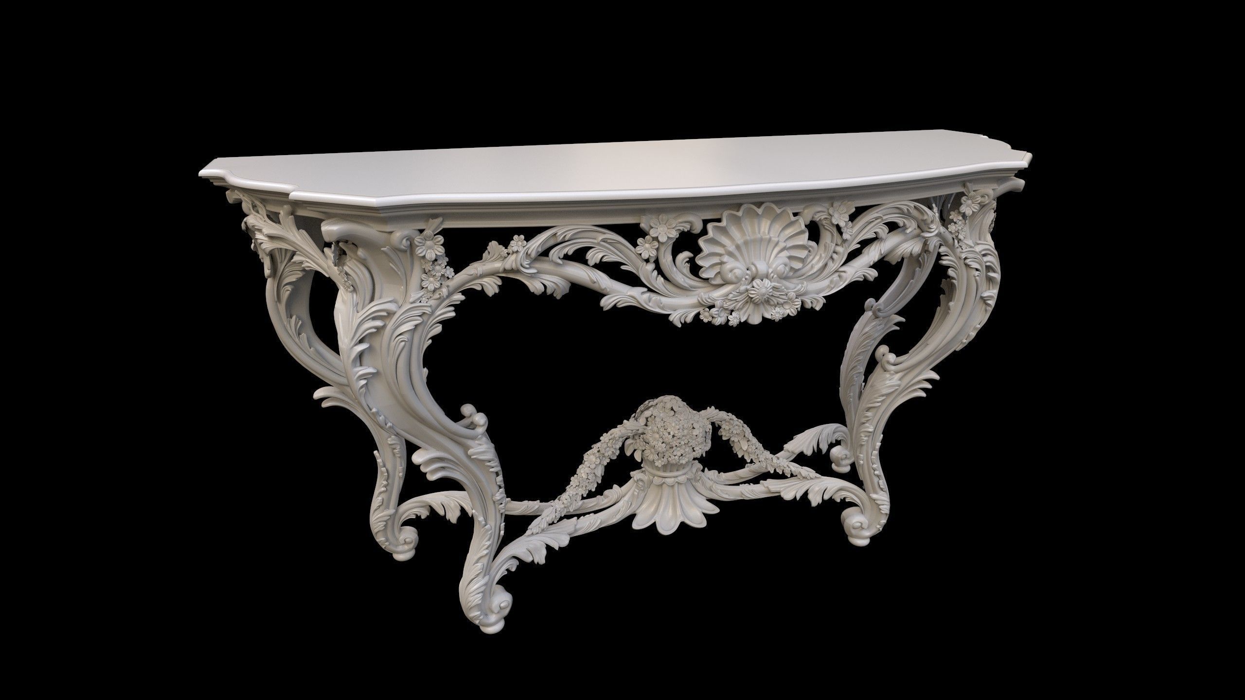 Vintage Gothic Marble Table - PBR - Textured 3D model_2