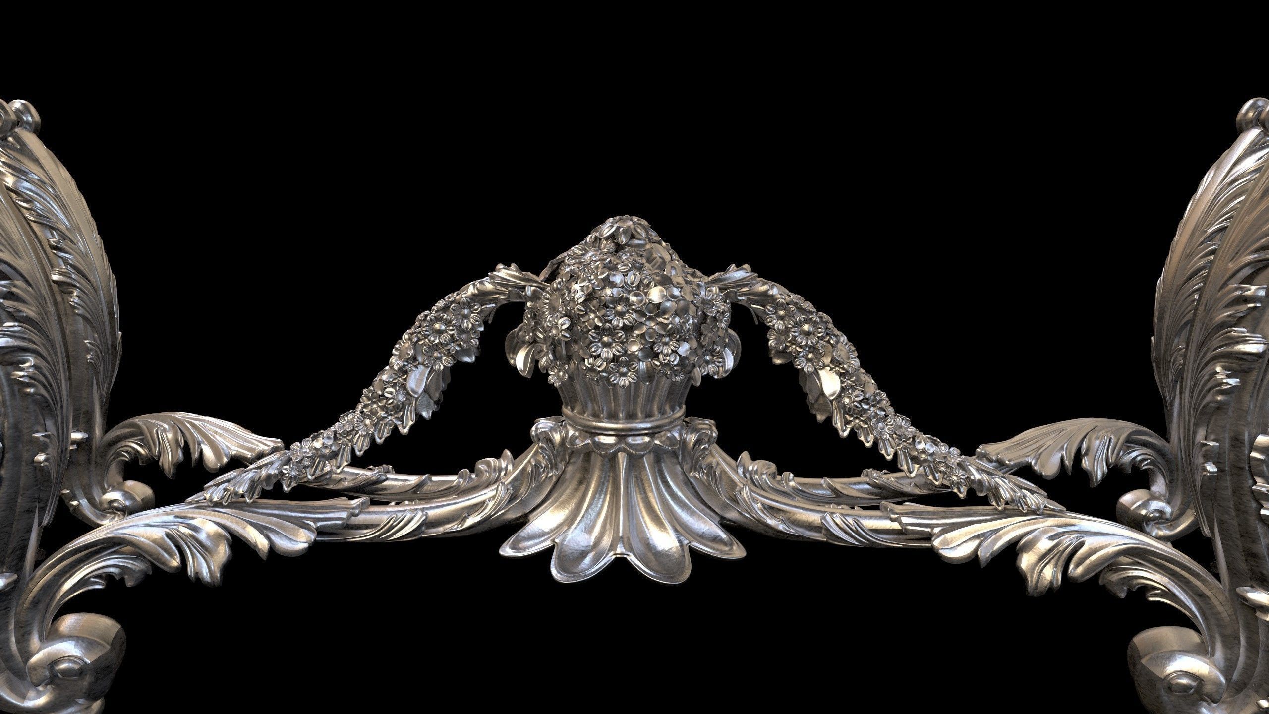 Vintage Gothic Marble Table - PBR - Textured 3D model_19