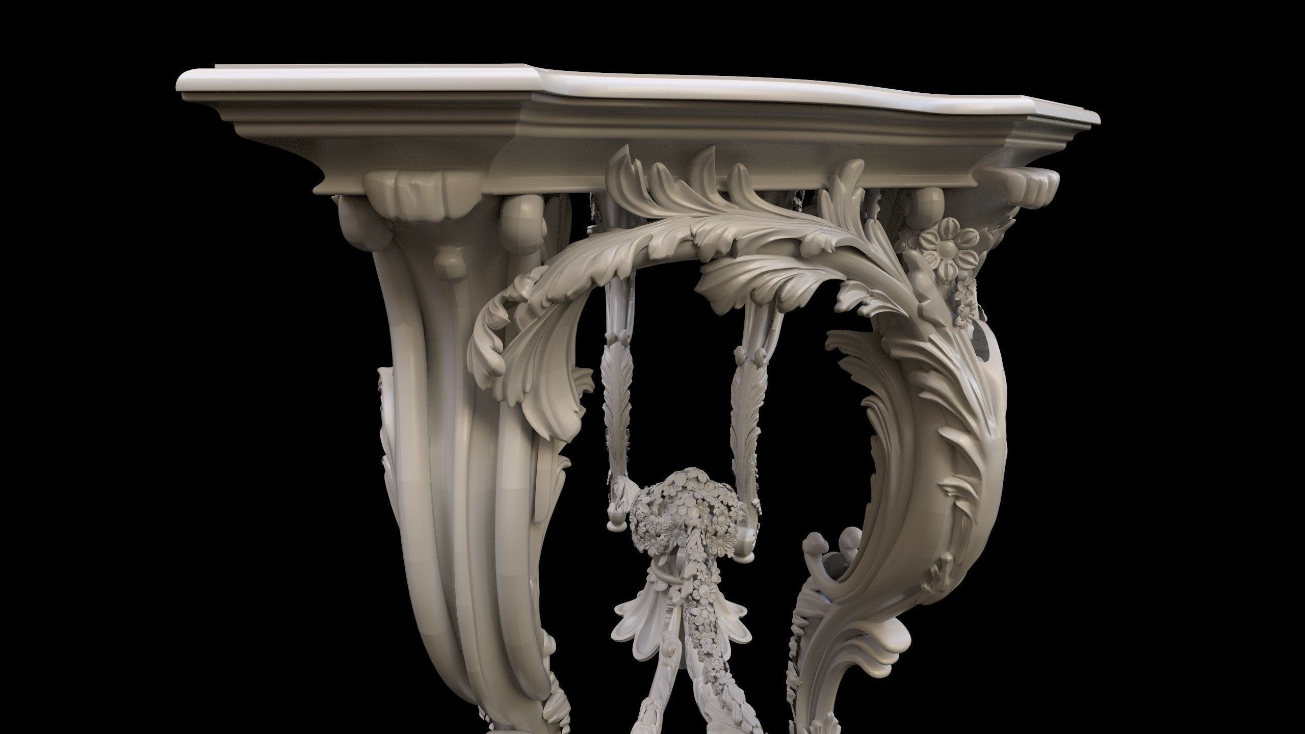 Vintage Gothic Marble Table - PBR - Textured 3D model_26