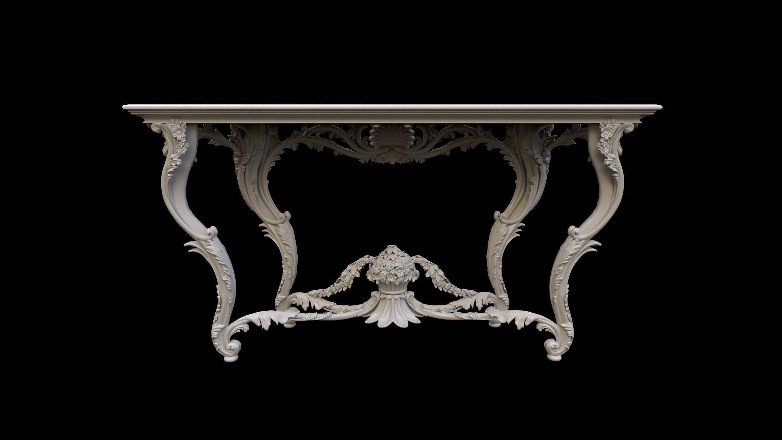 Vintage Gothic Marble Table - PBR - Textured 3D model_16