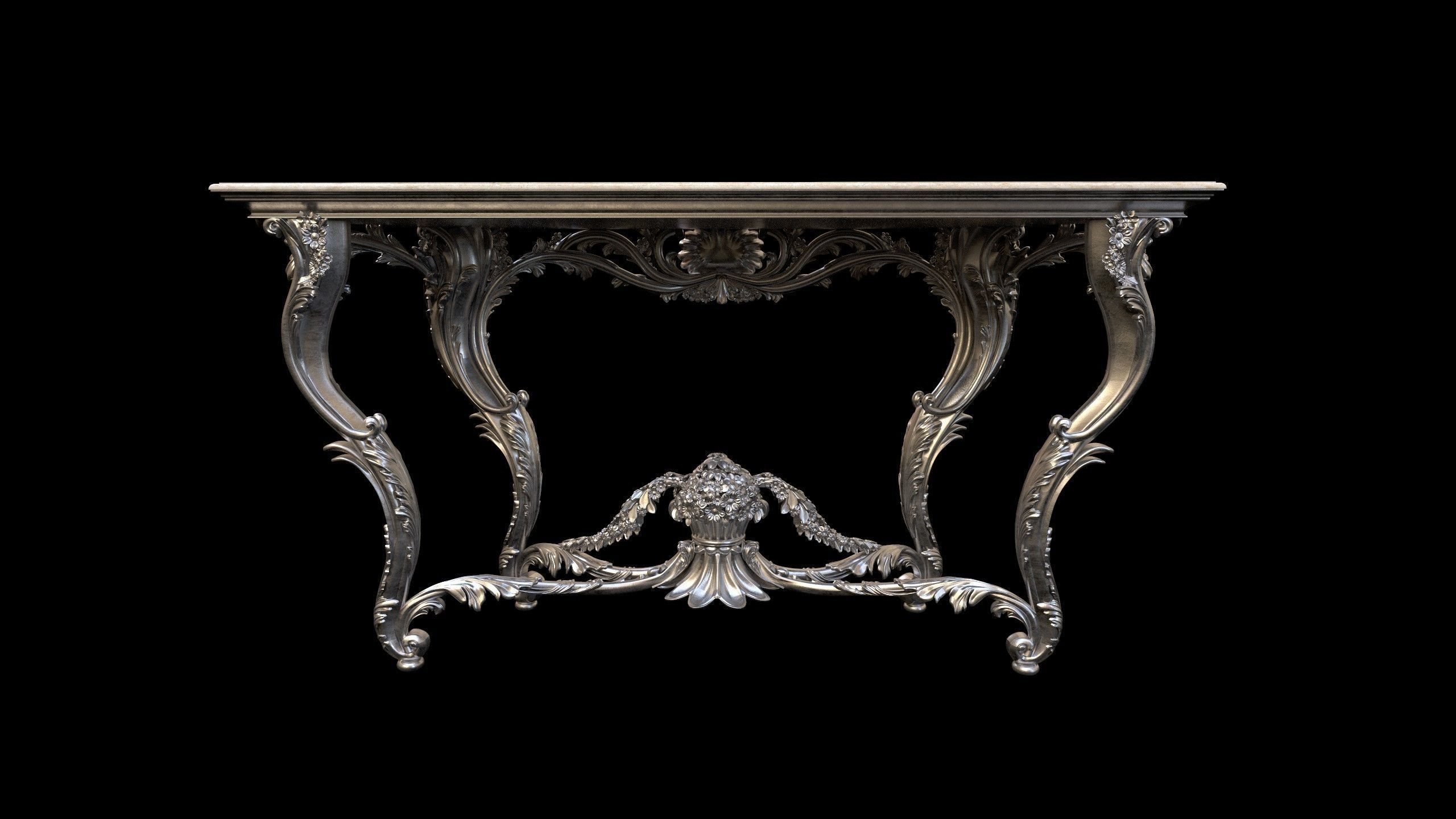 Vintage Gothic Marble Table - PBR - Textured 3D model_15
