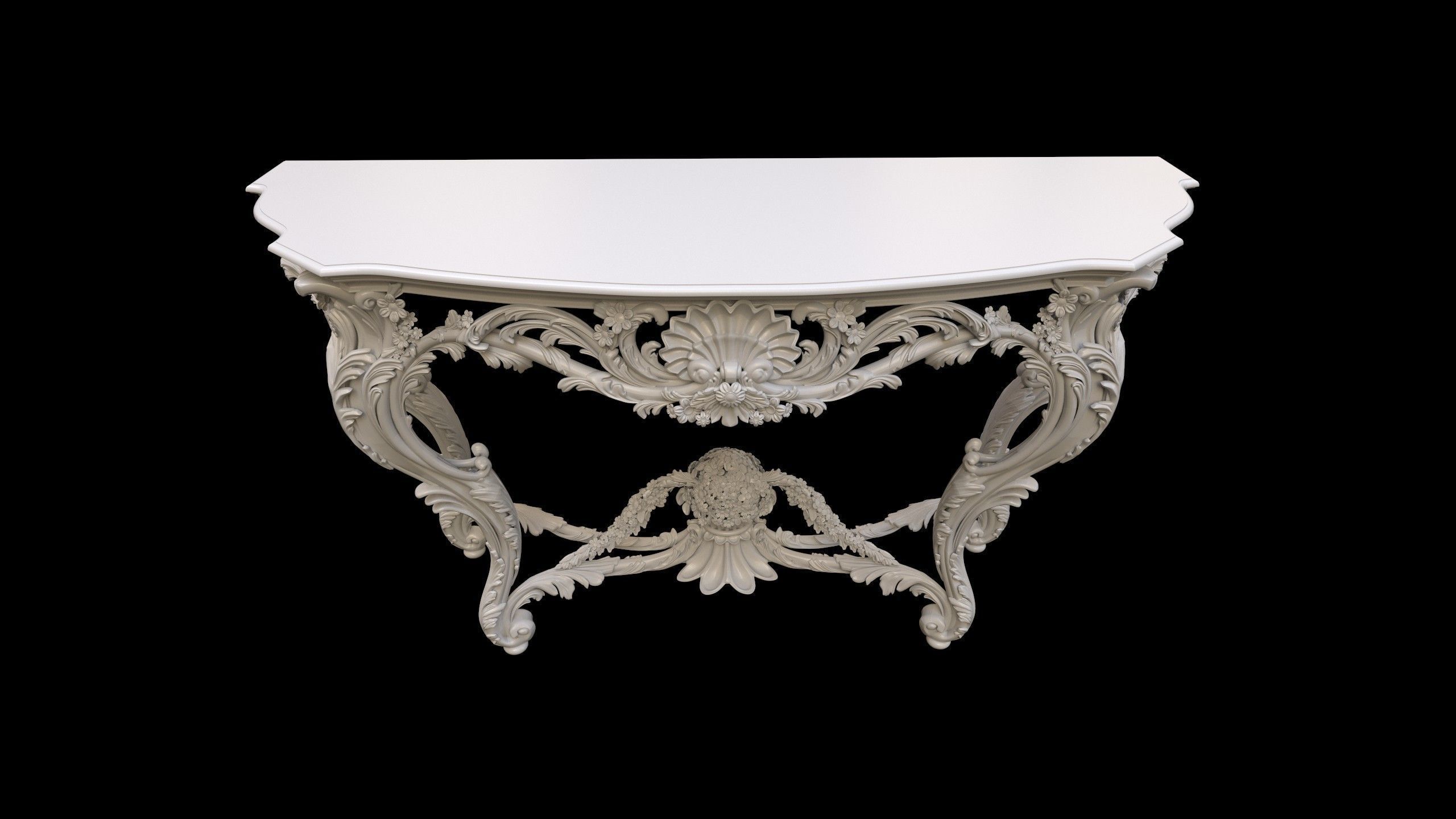 Vintage Gothic Marble Table - PBR - Textured 3D model_12