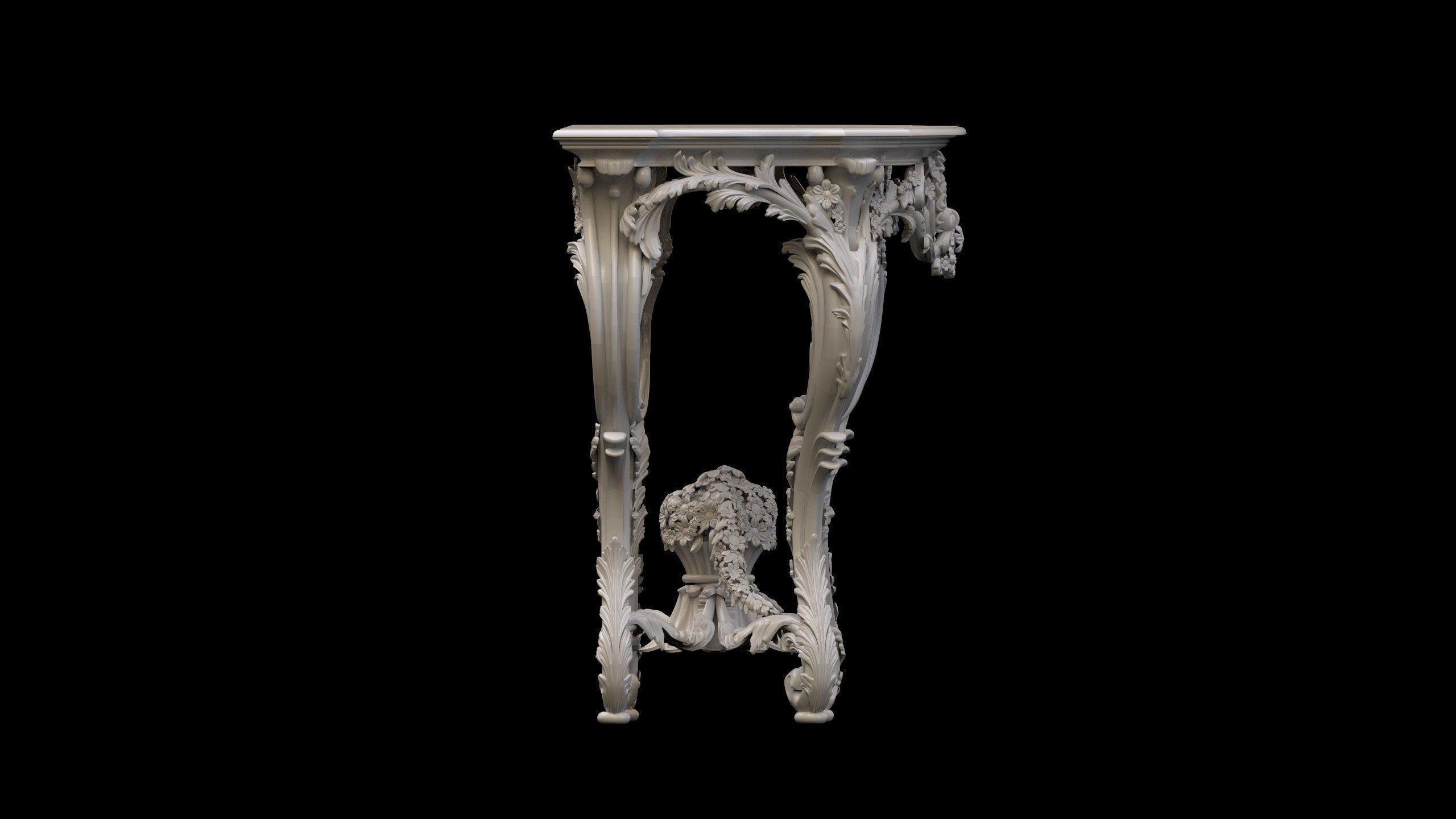 Vintage Gothic Marble Table - PBR - Textured 3D model_6