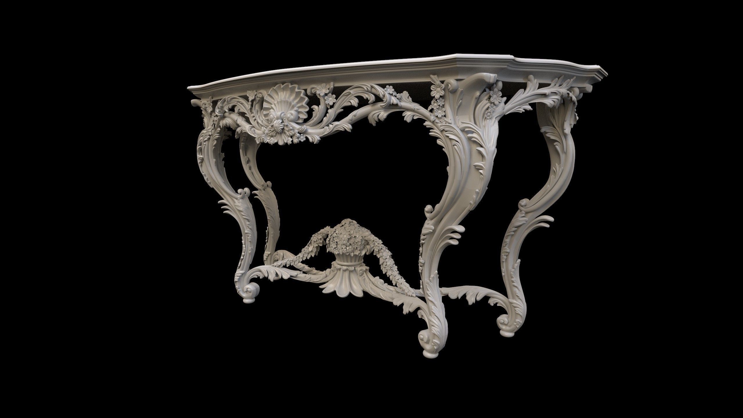 Vintage Gothic Marble Table - PBR - Textured 3D model_10