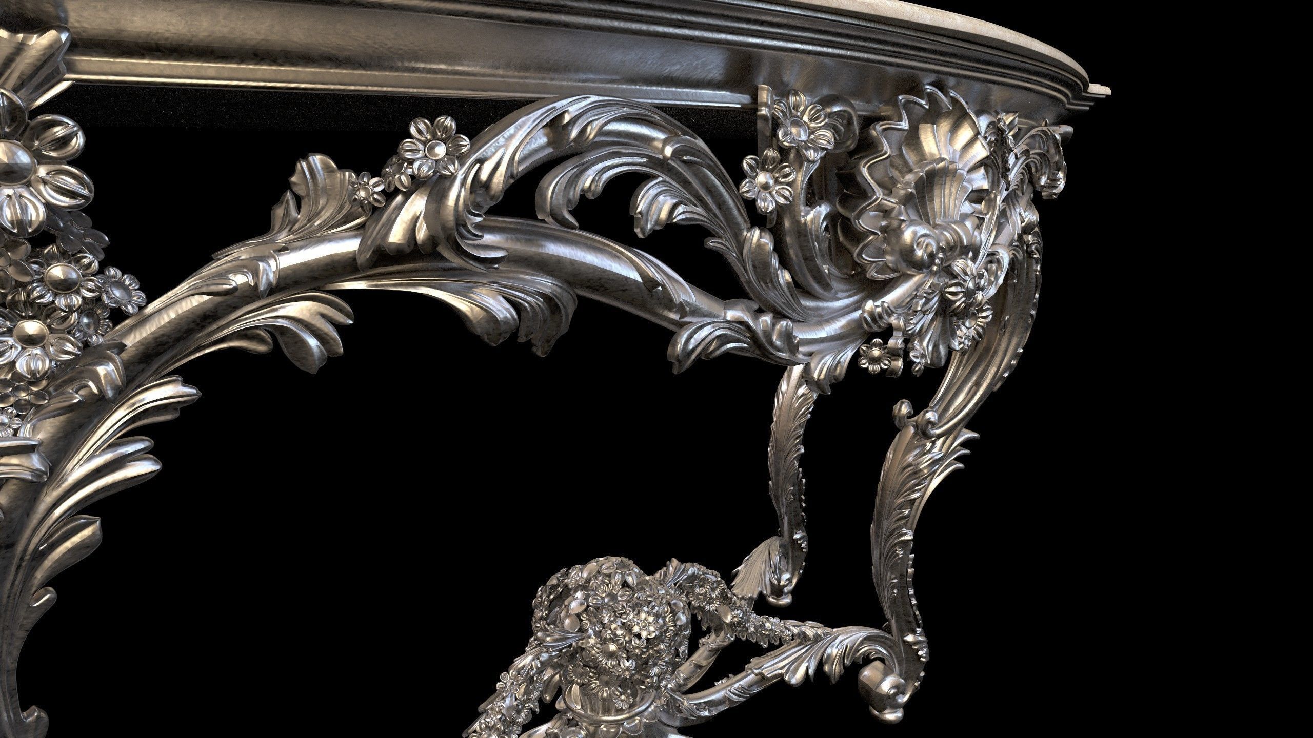 Vintage Gothic Marble Table - PBR - Textured 3D model_23