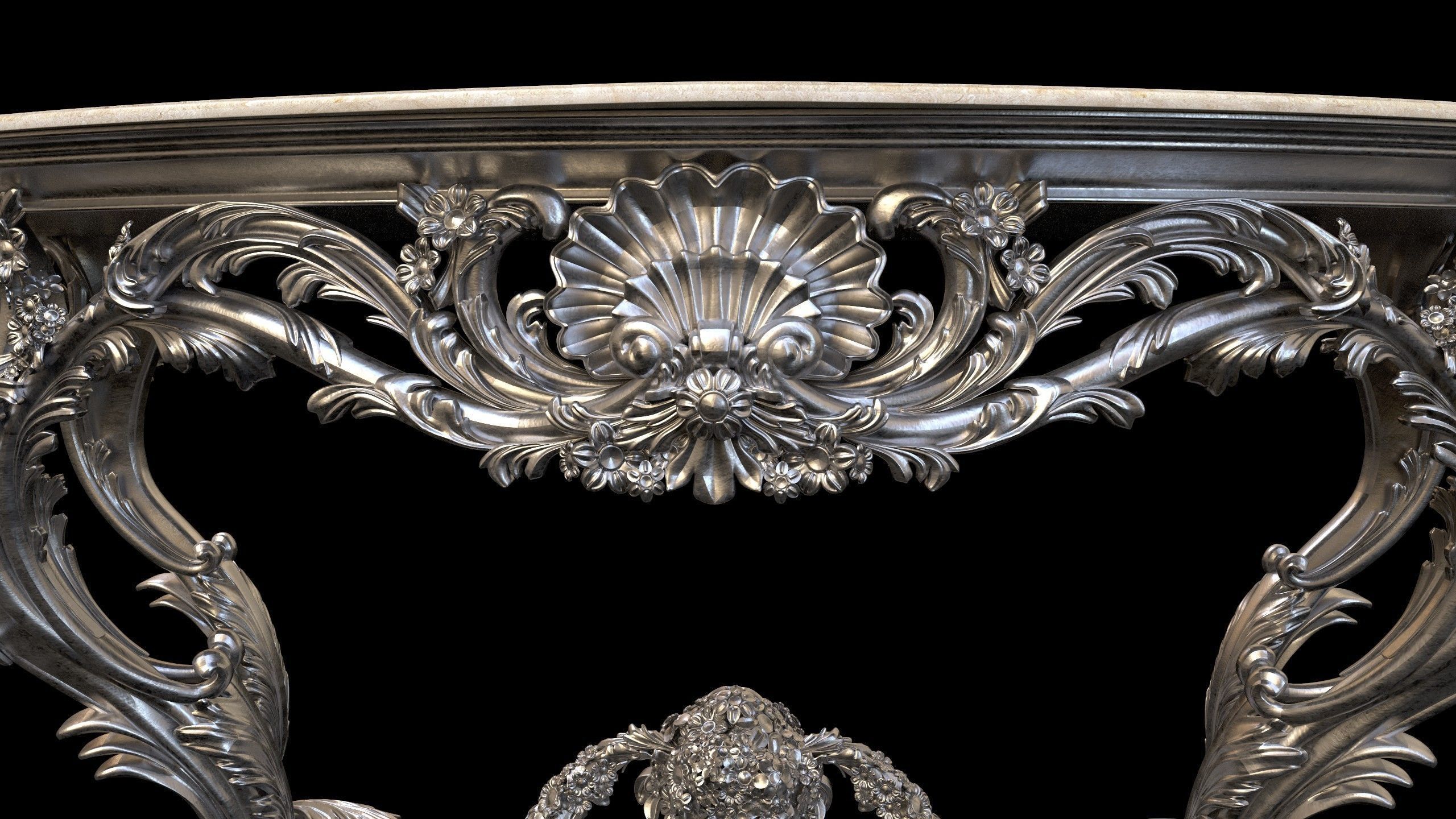 Vintage Gothic Marble Table - PBR - Textured 3D model_21