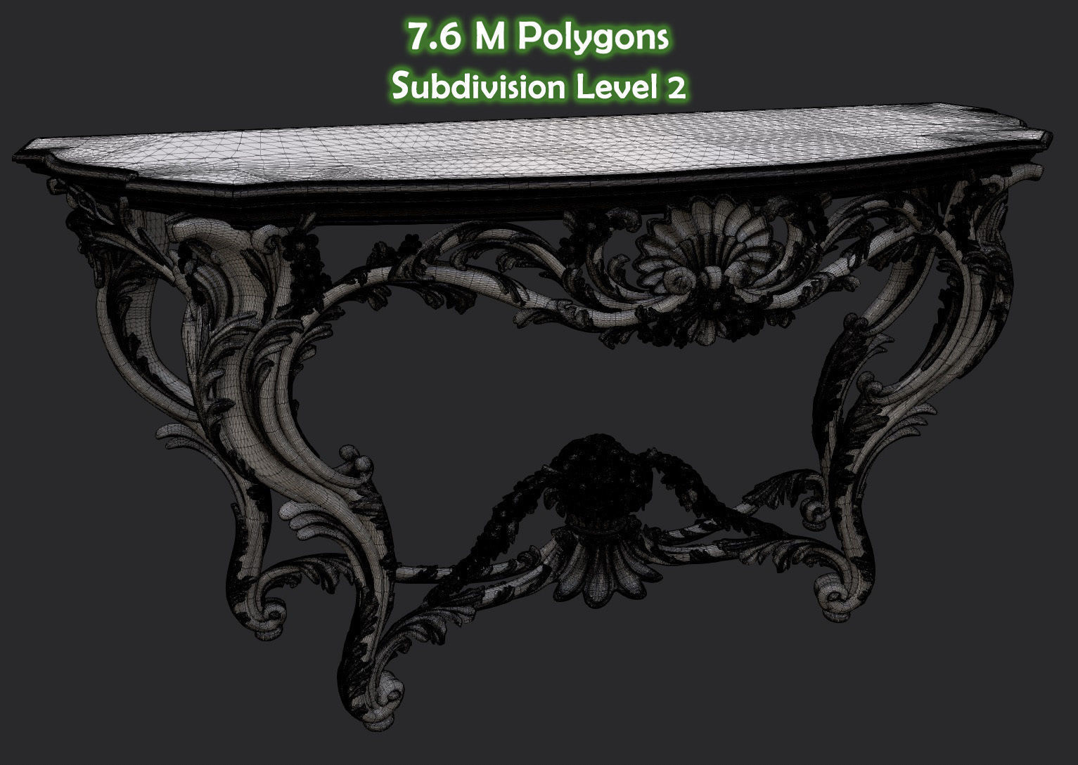Vintage Gothic Marble Table - PBR - Textured 3D model_27