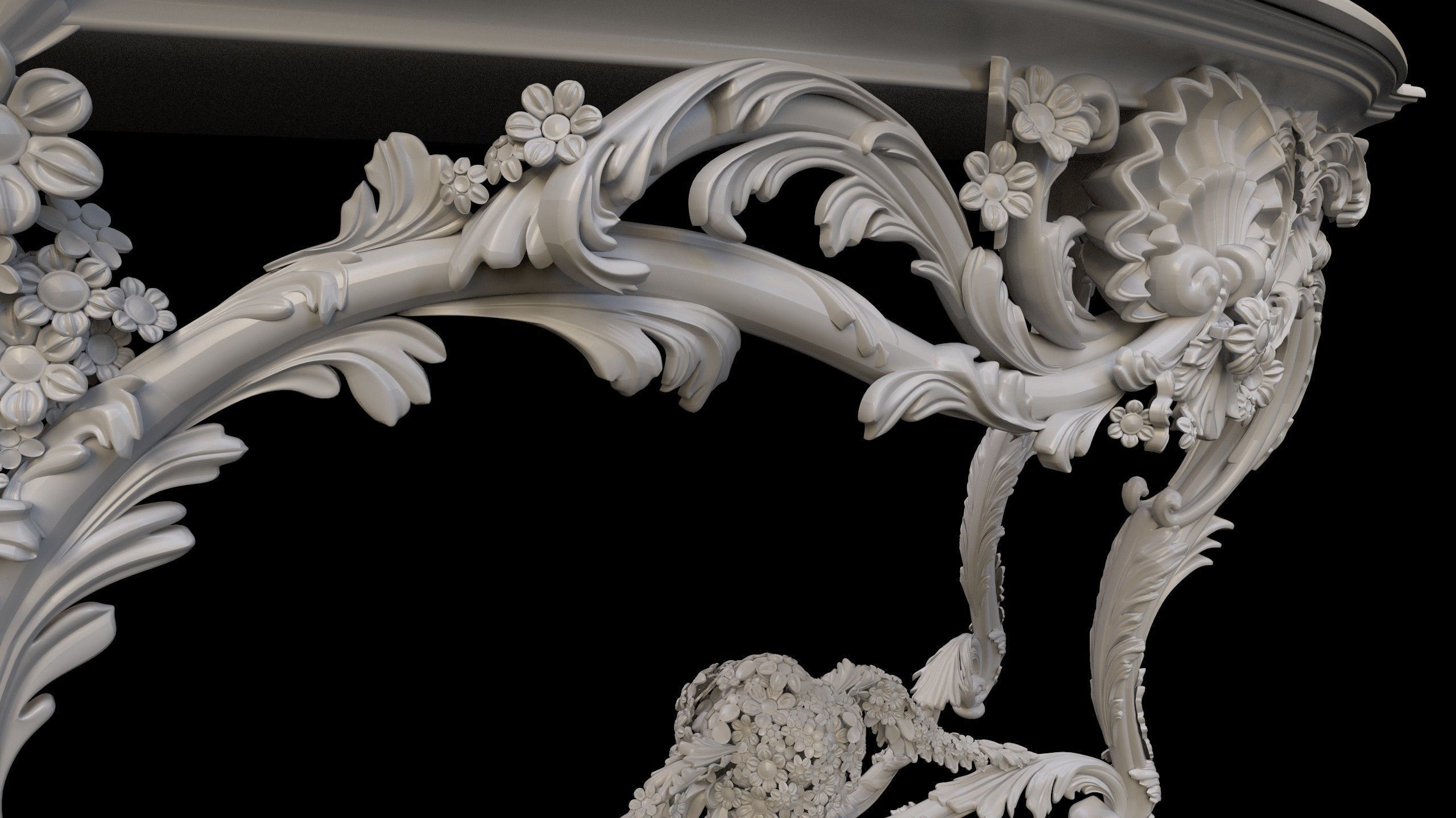 Vintage Gothic Marble Table - PBR - Textured 3D model_24