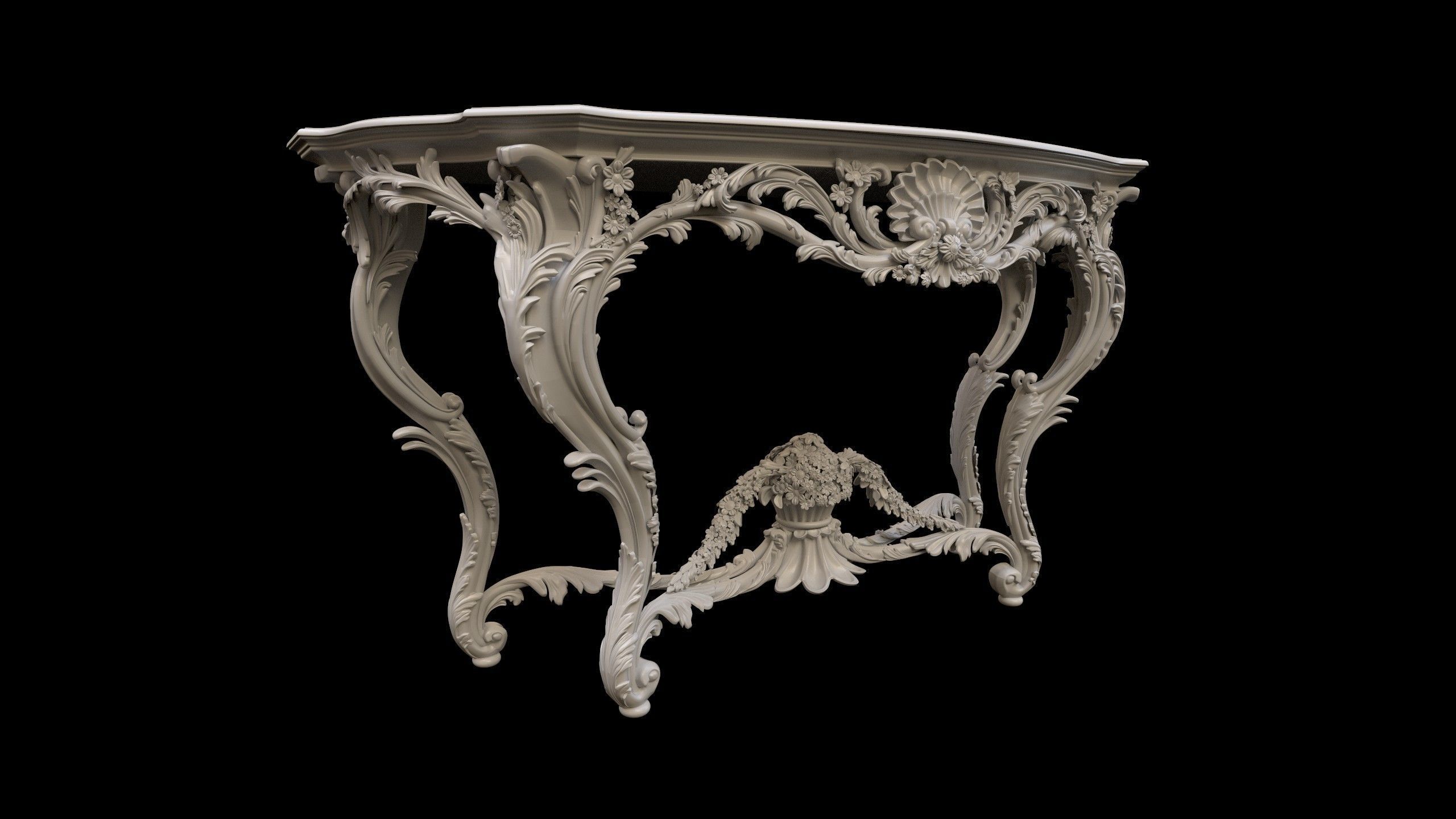 Vintage Gothic Marble Table - PBR - Textured 3D model_8