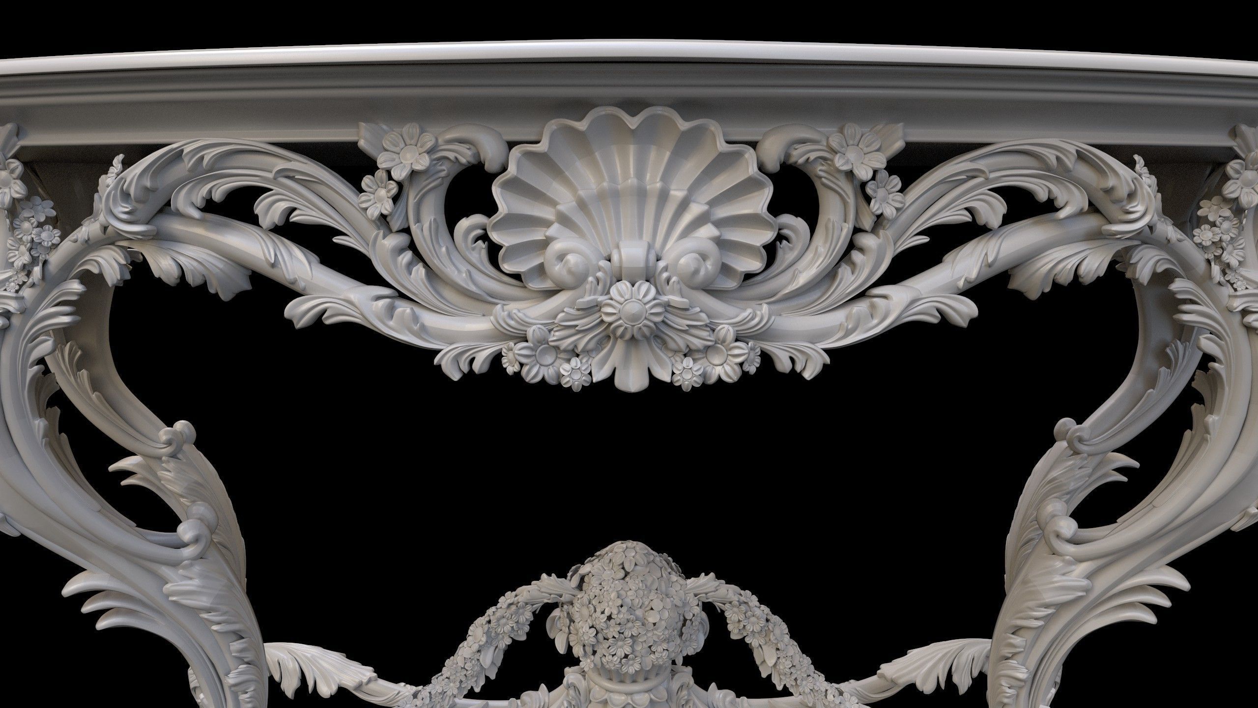 Vintage Gothic Marble Table - PBR - Textured 3D model_22