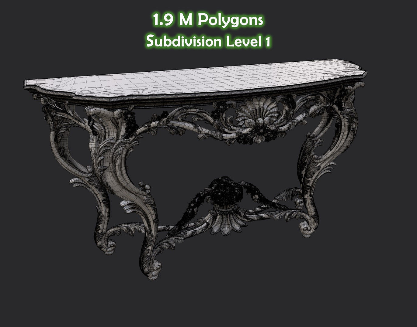Vintage Gothic Marble Table - PBR - Textured 3D model_28