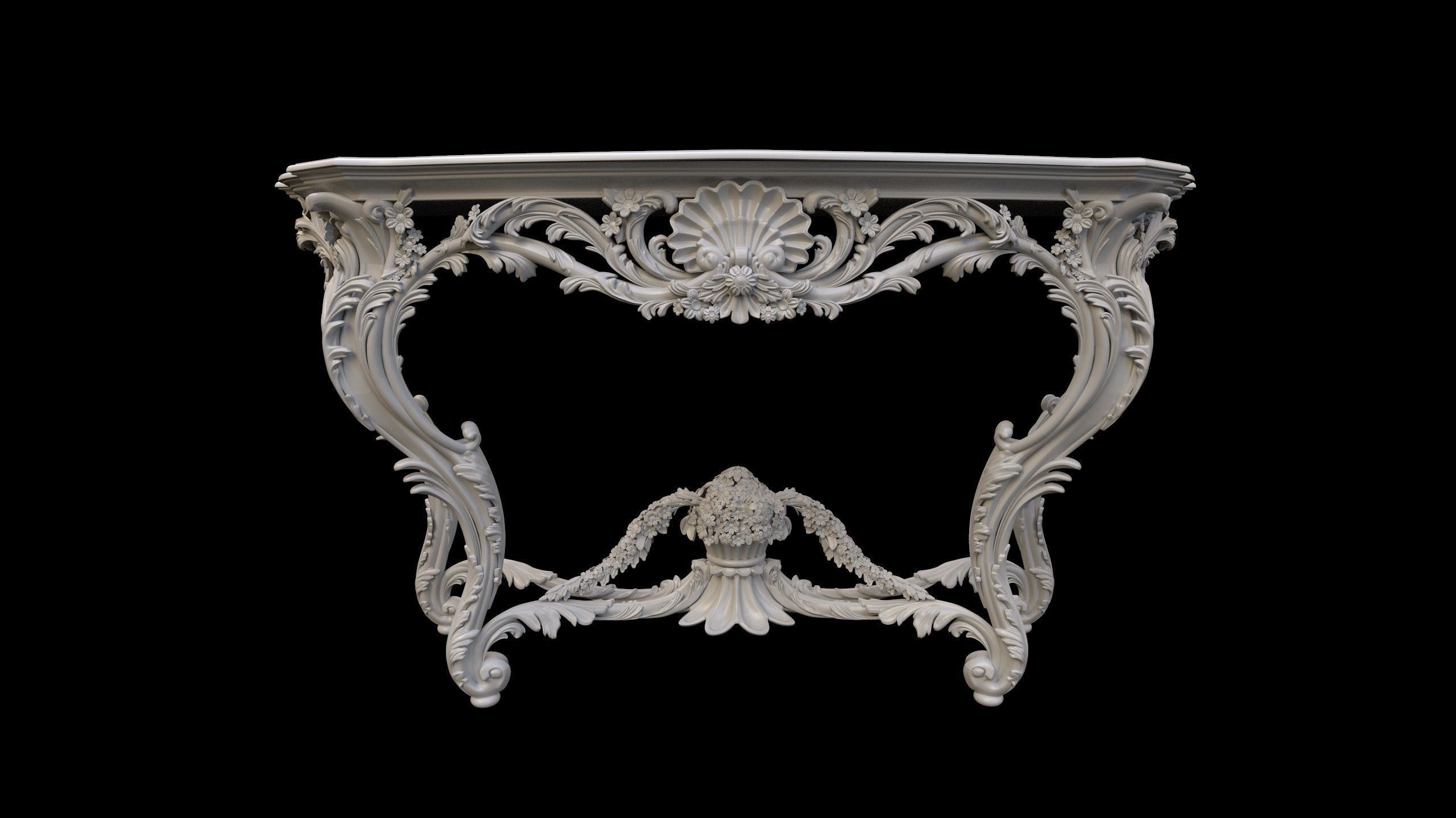 Vintage Gothic Marble Table - PBR - Textured 3D model_4