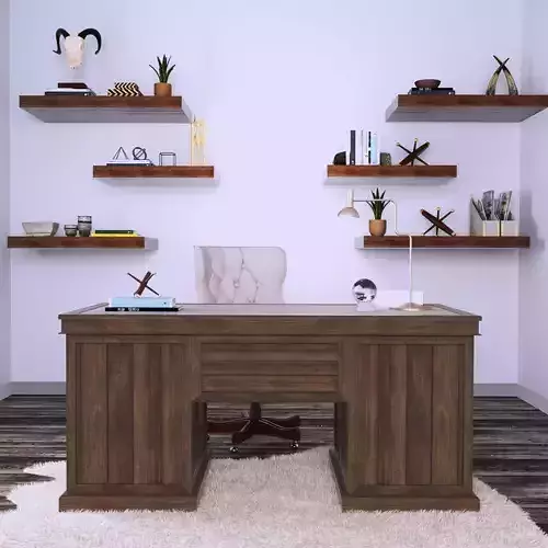 Set 22 desk with shelves in office