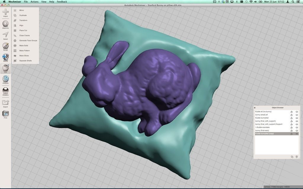 Stanford bunny resting on a pillow Free 3D print model_6