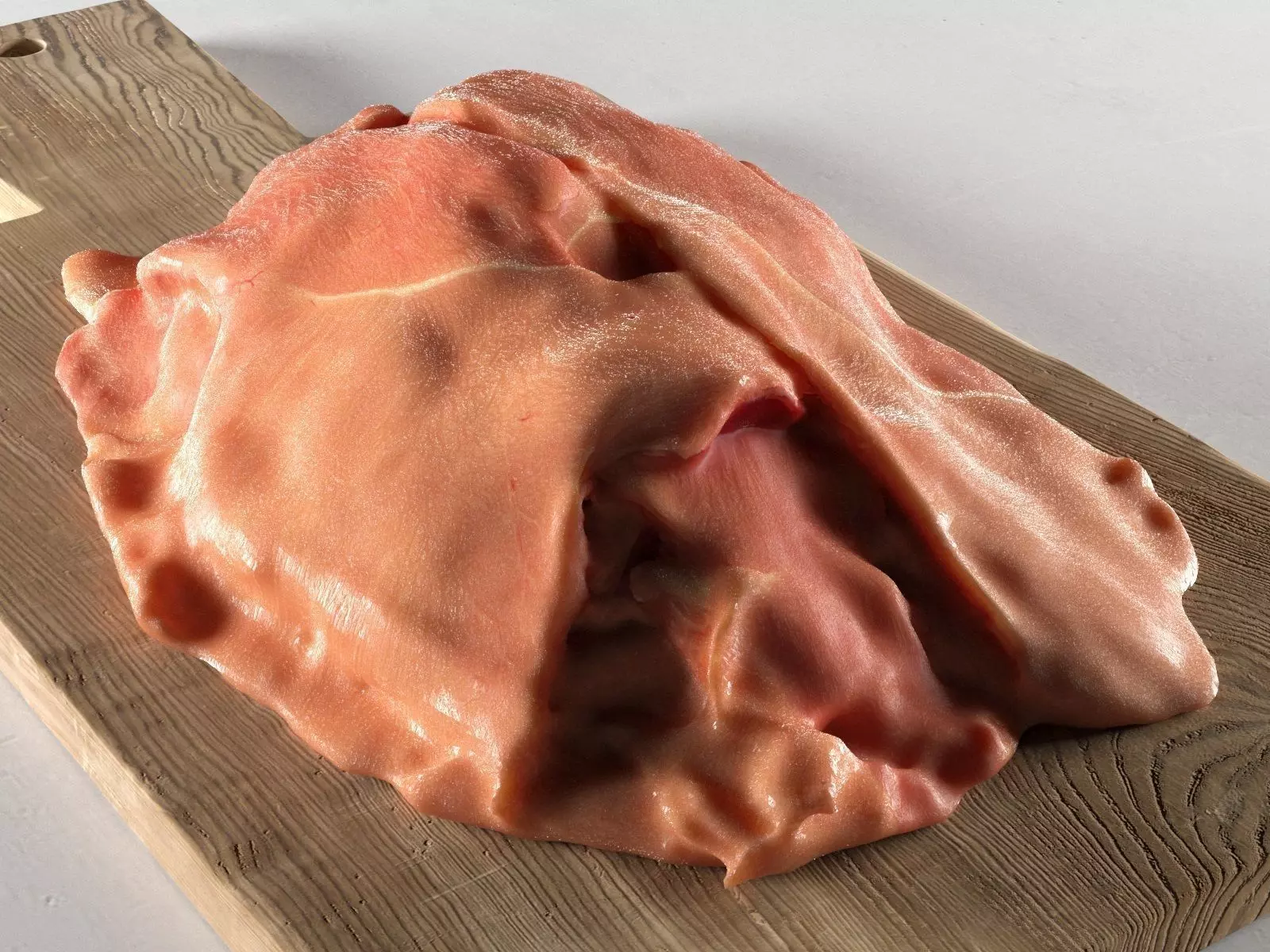 Meat 5 piece of on wooden table 3D model_0