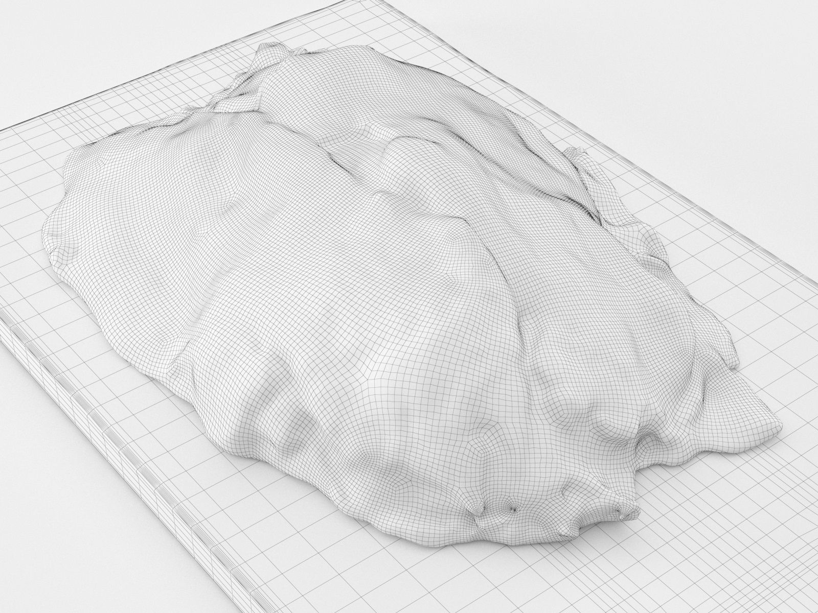 Meat 5 piece of on wooden table 3D model_4