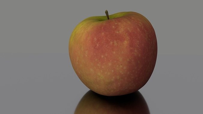 Apple with reflection Low-poly 3D model