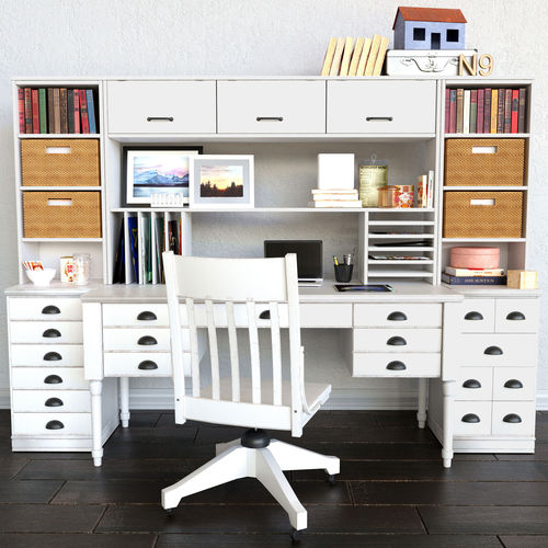 Set 23 desk with drawers and chair 3D model
