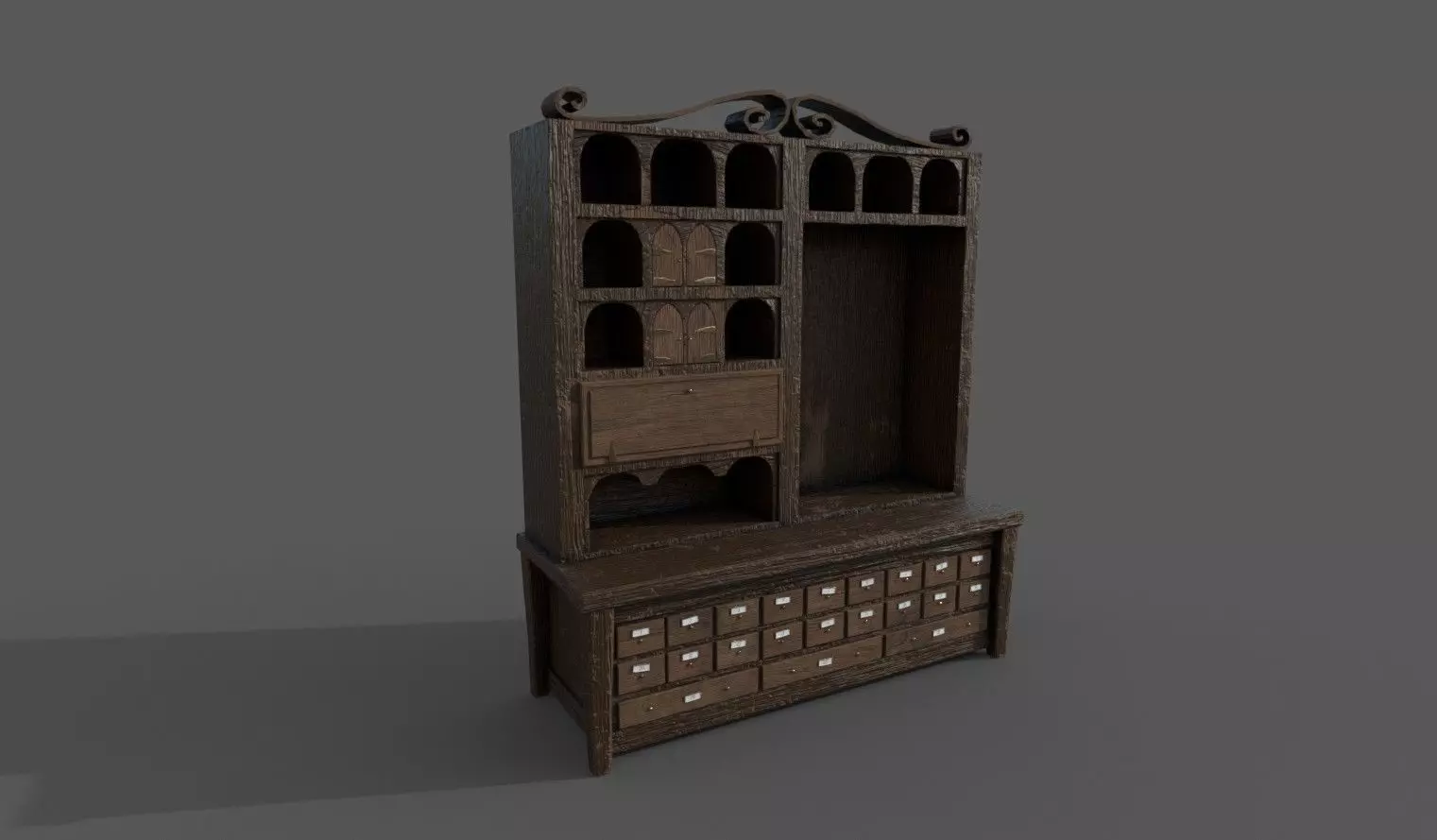 3D Apothecary Cabinet 2 versions in 1 Low-poly 3D model_0