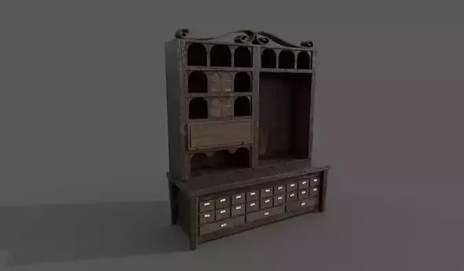 3D Apothecary Cabinet 2 versions in 1 Low-poly 3D model