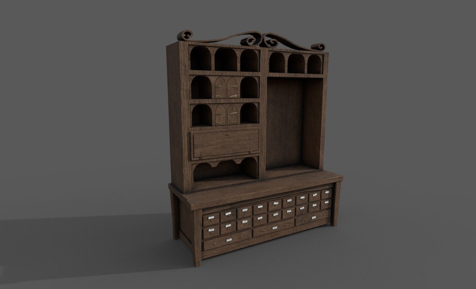 3D Apothecary Cabinet 2 versions in 1 Low-poly 3D model_1