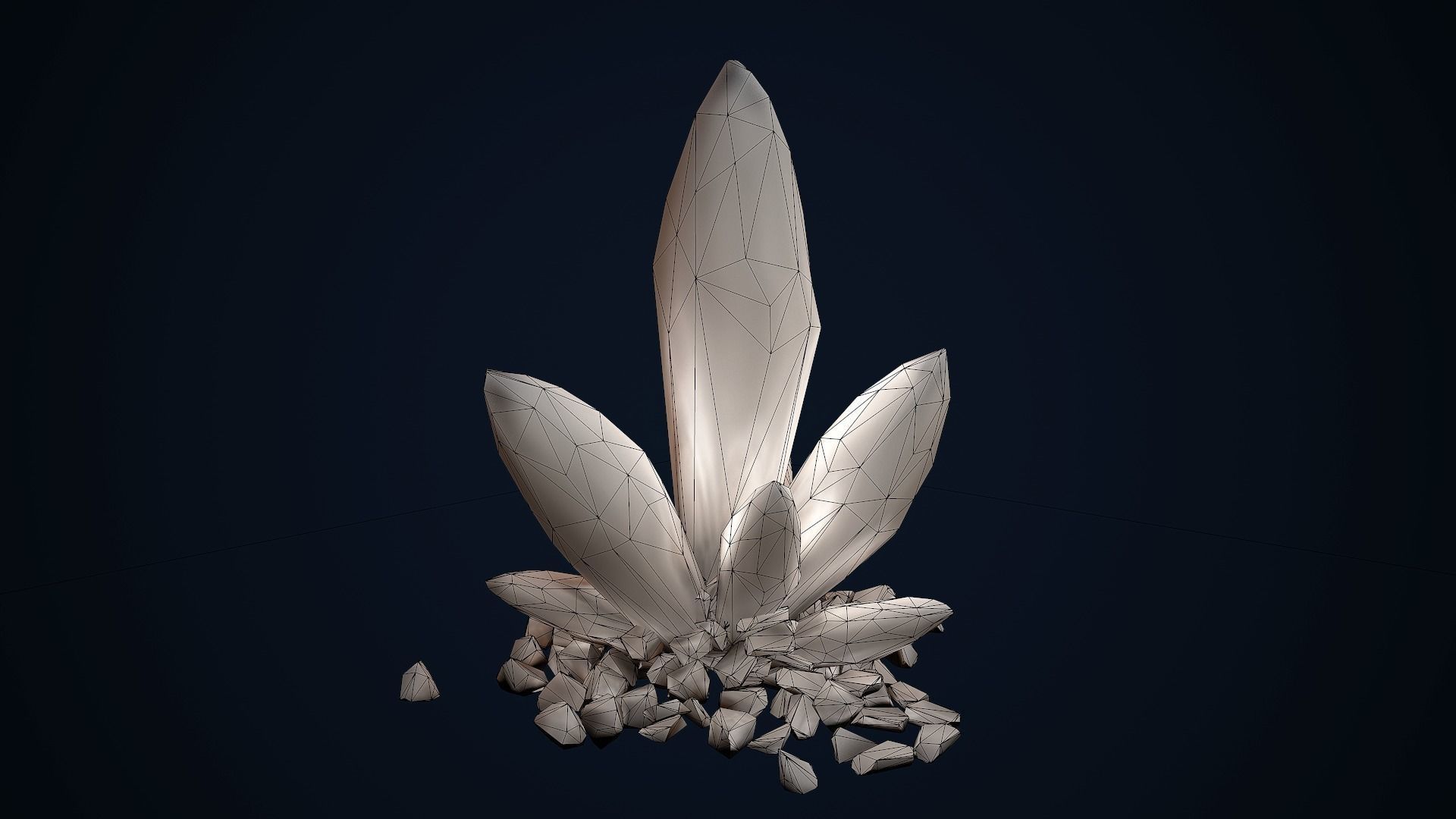 Crystal Rock  Low-poly 3D model_8