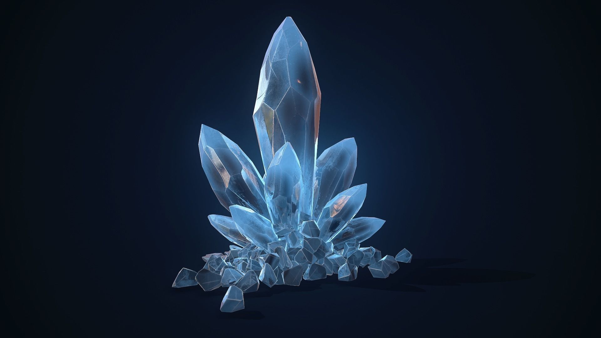 Crystal Rock  Low-poly 3D model_5