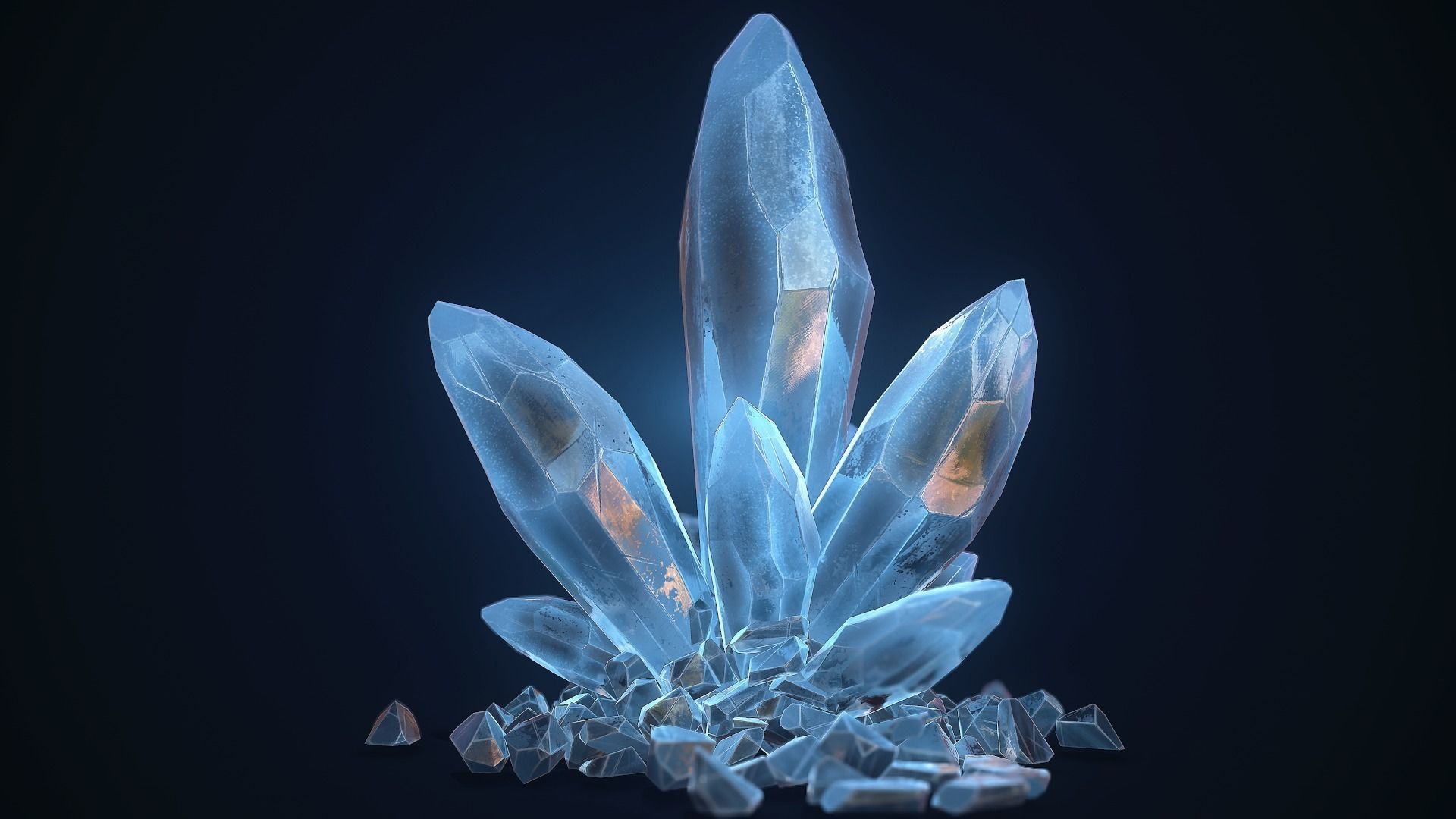 Crystal Rock  Low-poly 3D model_1