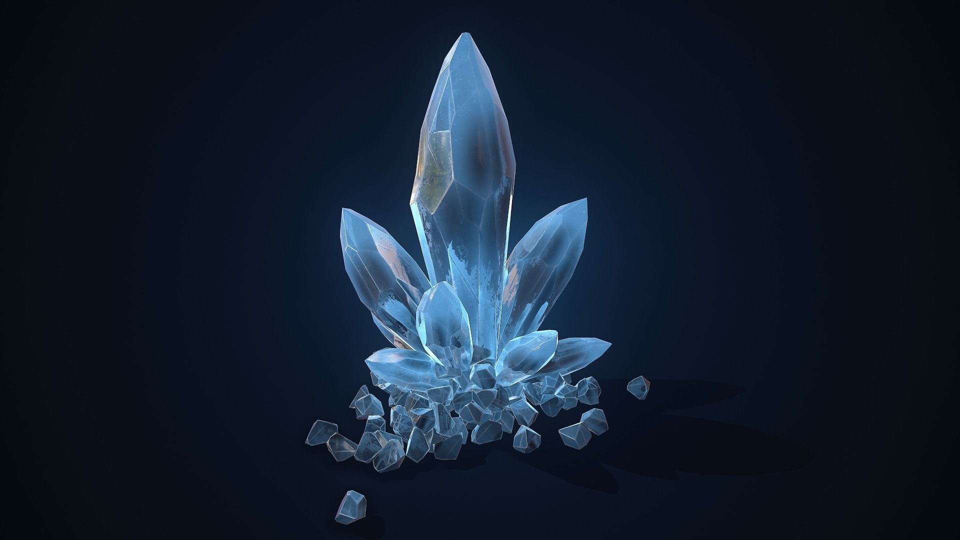Crystal Rock  Low-poly 3D model_3