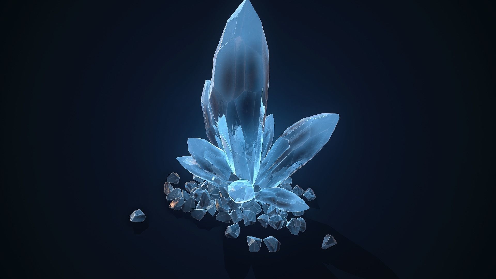 Crystal Rock  Low-poly 3D model_6