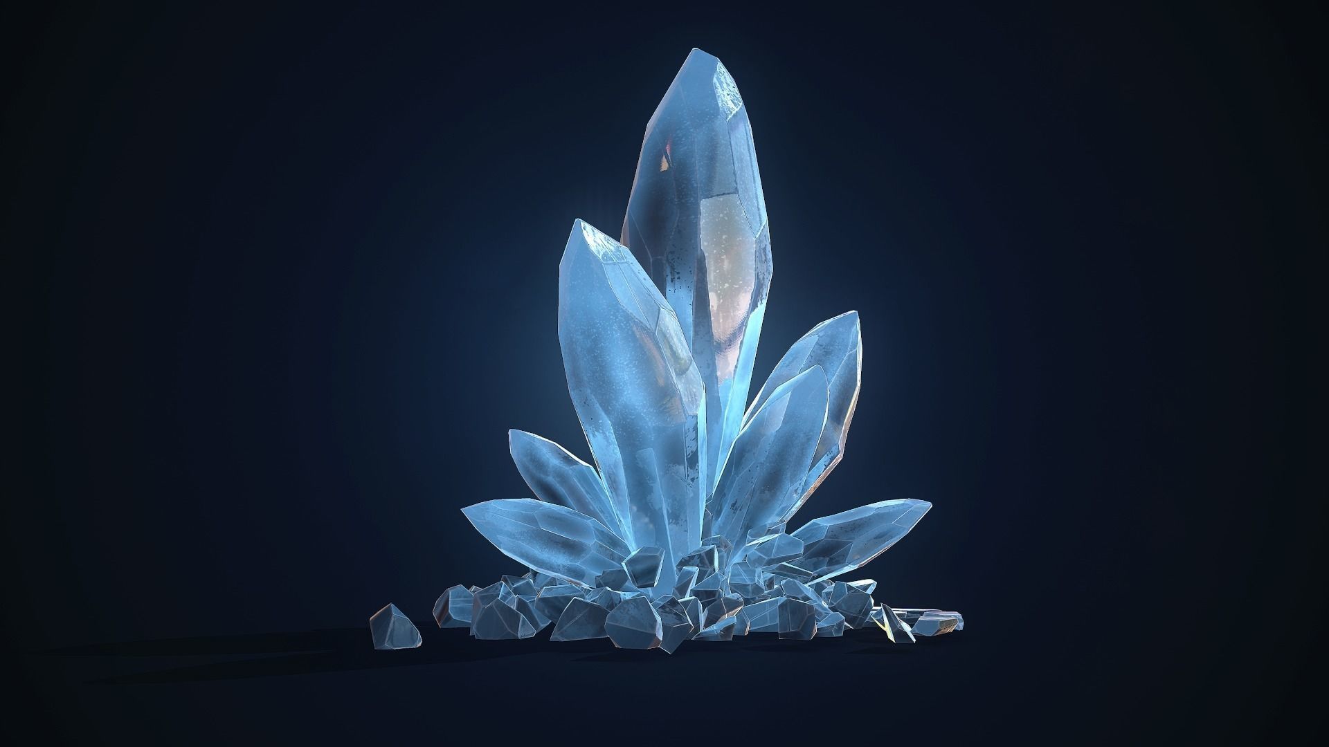 Crystal Rock  Low-poly 3D model_2