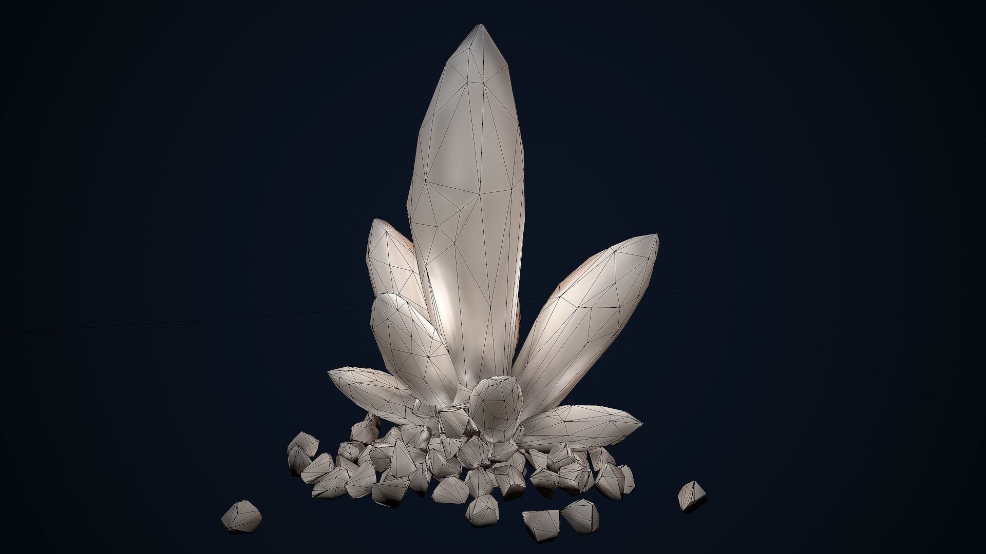 Crystal Rock  Low-poly 3D model_9
