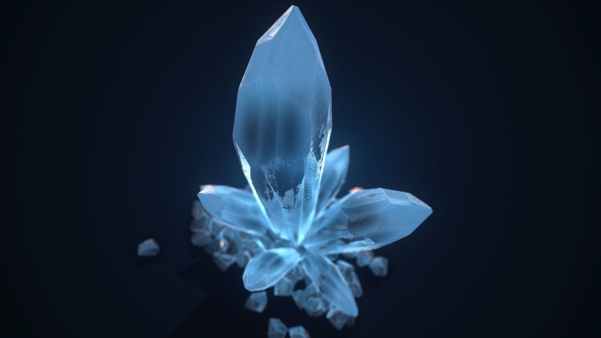 Crystal Rock  Low-poly 3D model_7