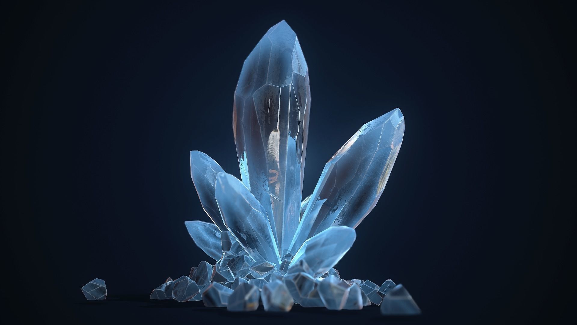 Crystal Rock  Low-poly 3D model_4