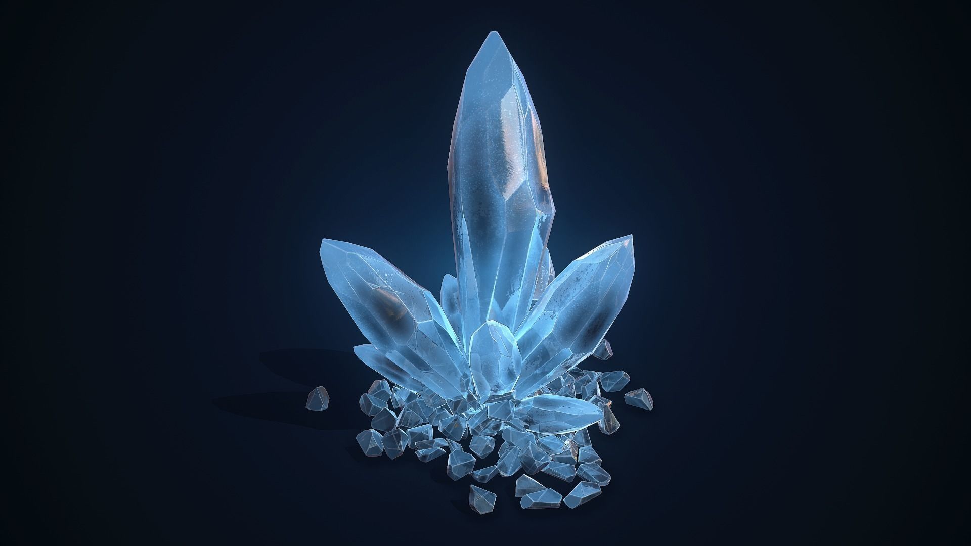 Crystal Rock  Low-poly 3D model_10