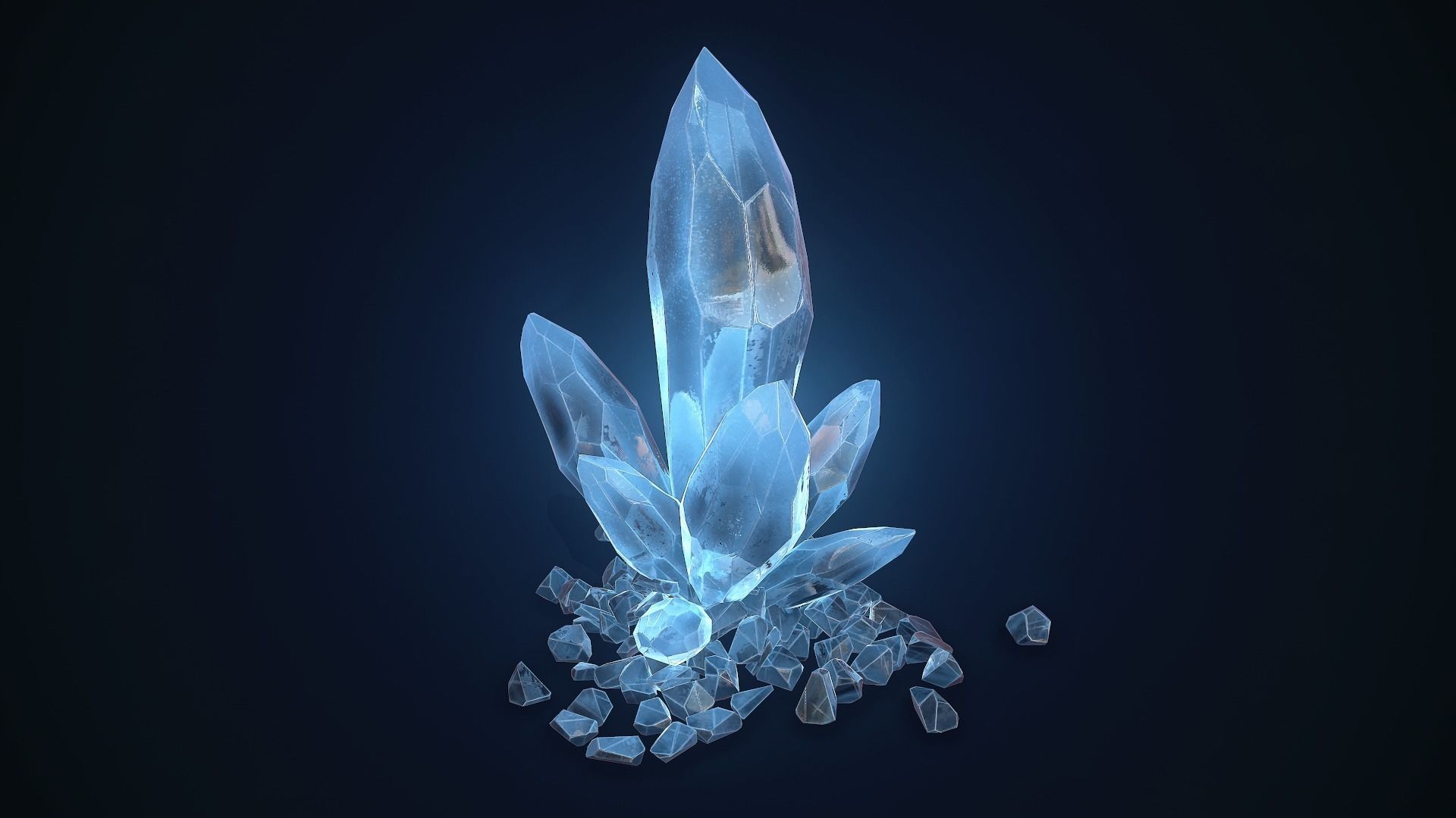 Crystal Rock  Low-poly 3D model_0