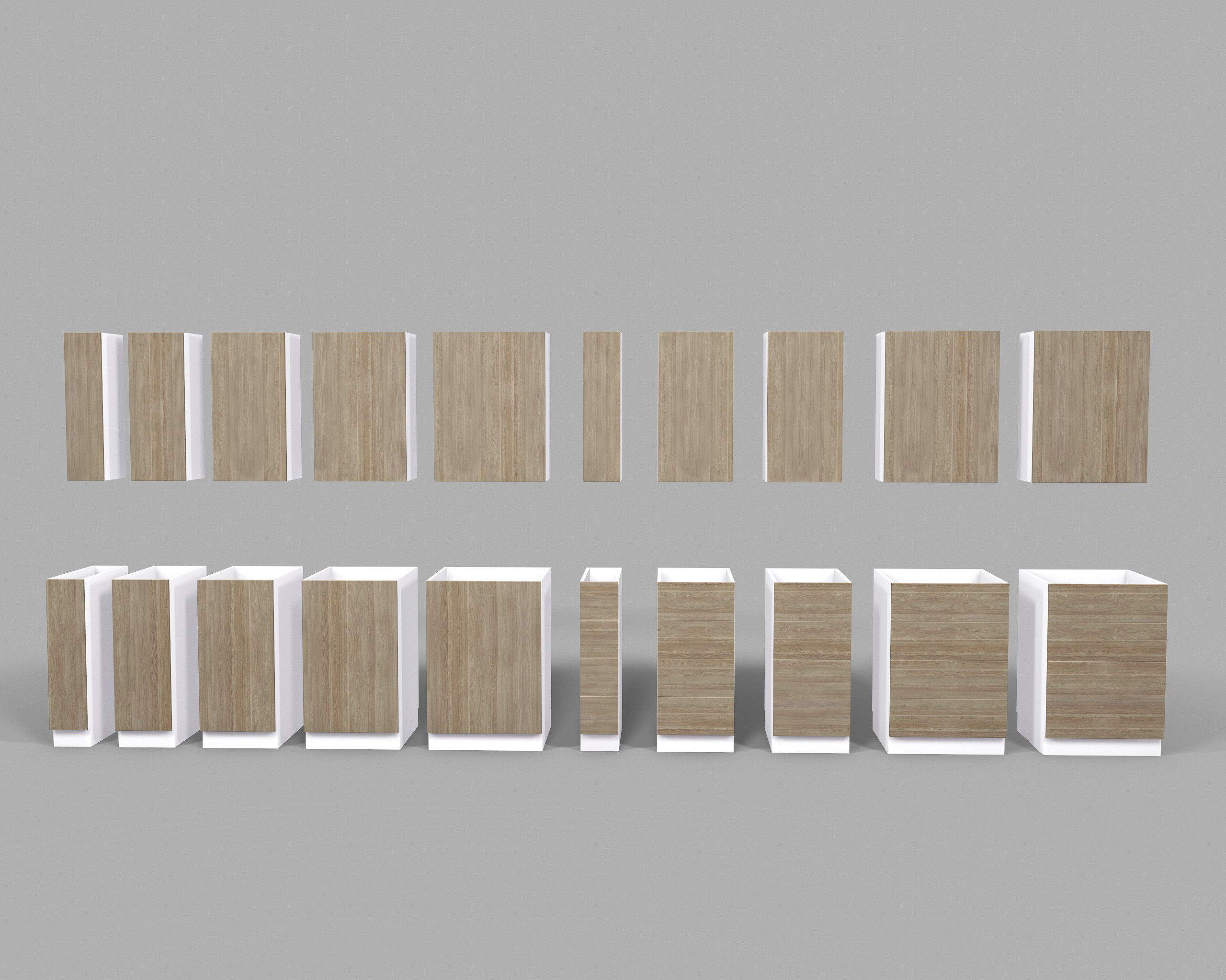 Kitchen Cabinet Collection Low-poly 3D model_1