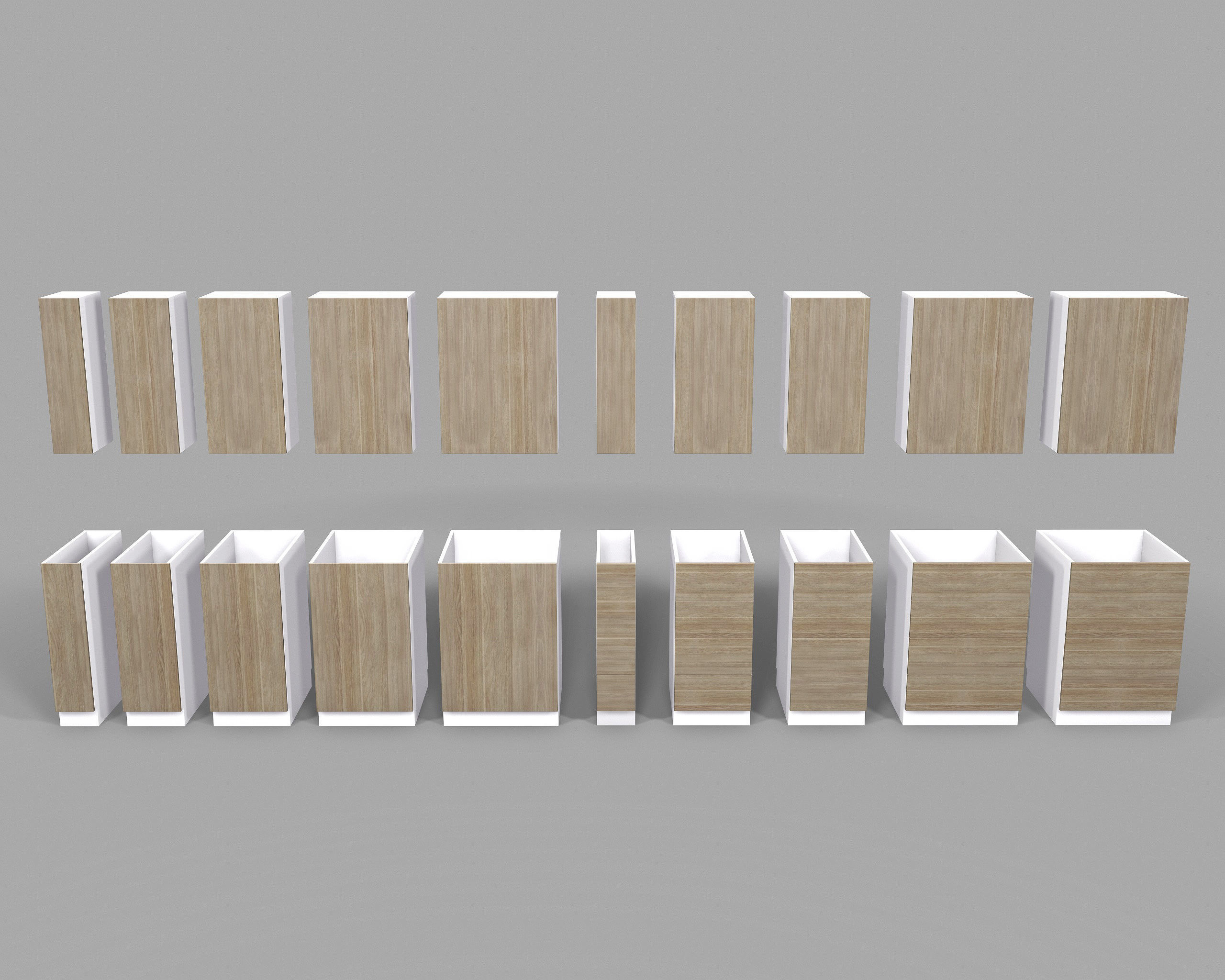 Kitchen Cabinet Collection Low-poly 3D model_2