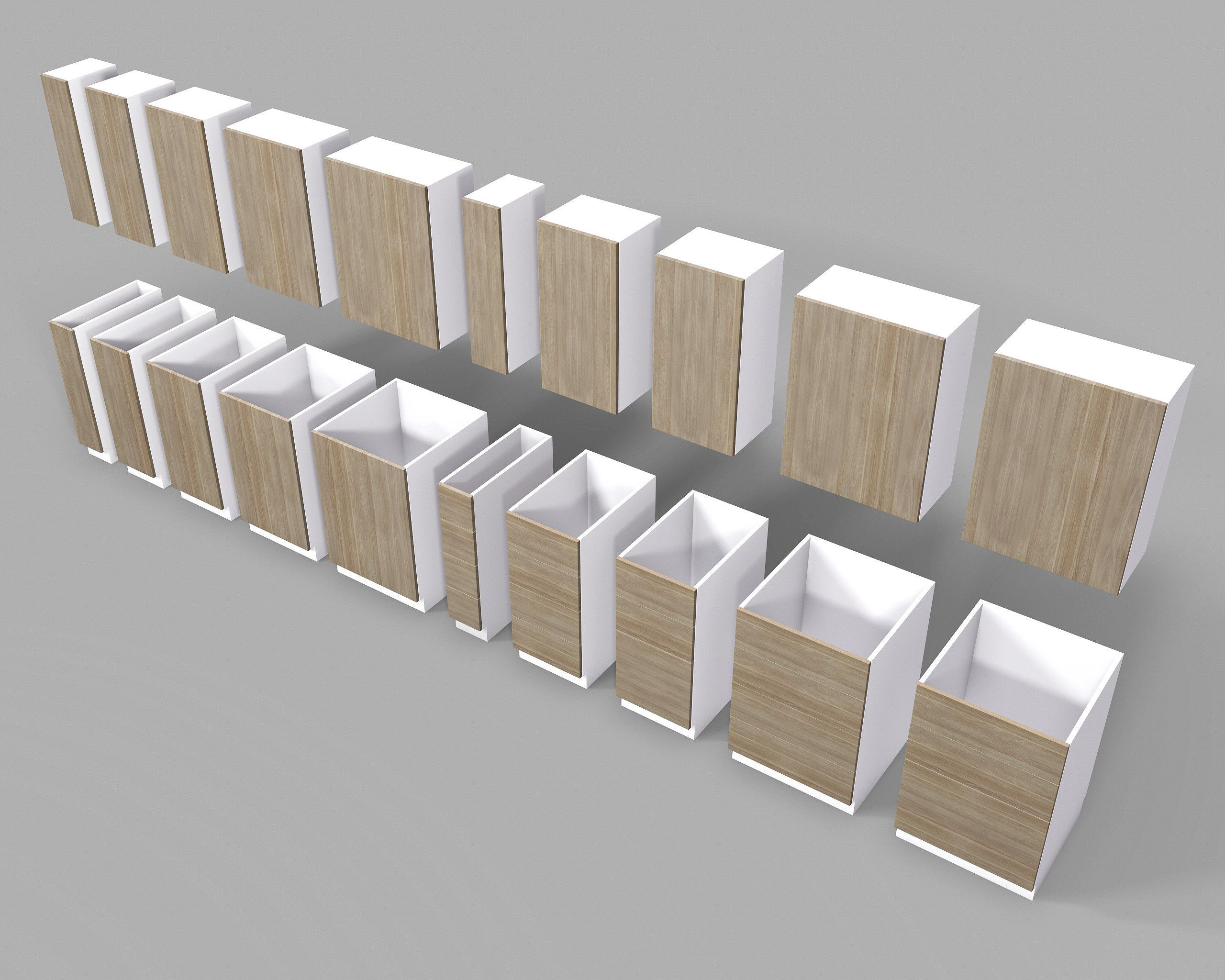 Kitchen Cabinet Collection Low-poly 3D model_3