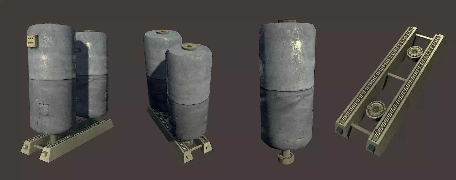 Clean industrial tanks Low-poly 3D model_0