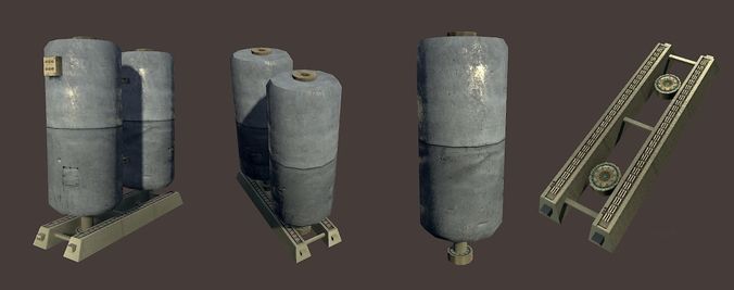 Clean industrial tanks Low-poly 3D model