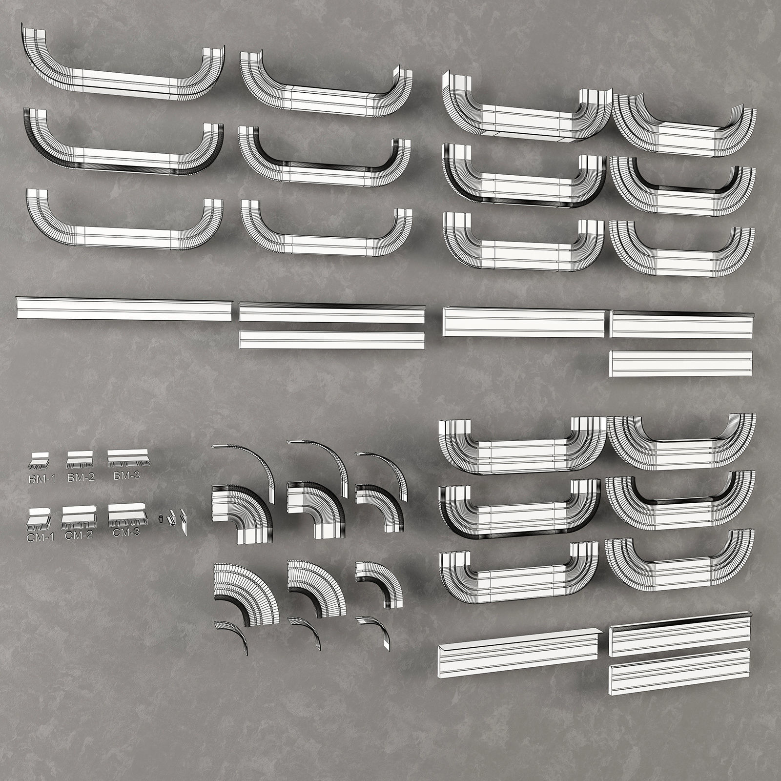 Plastic ceiling cornice 3D model_2